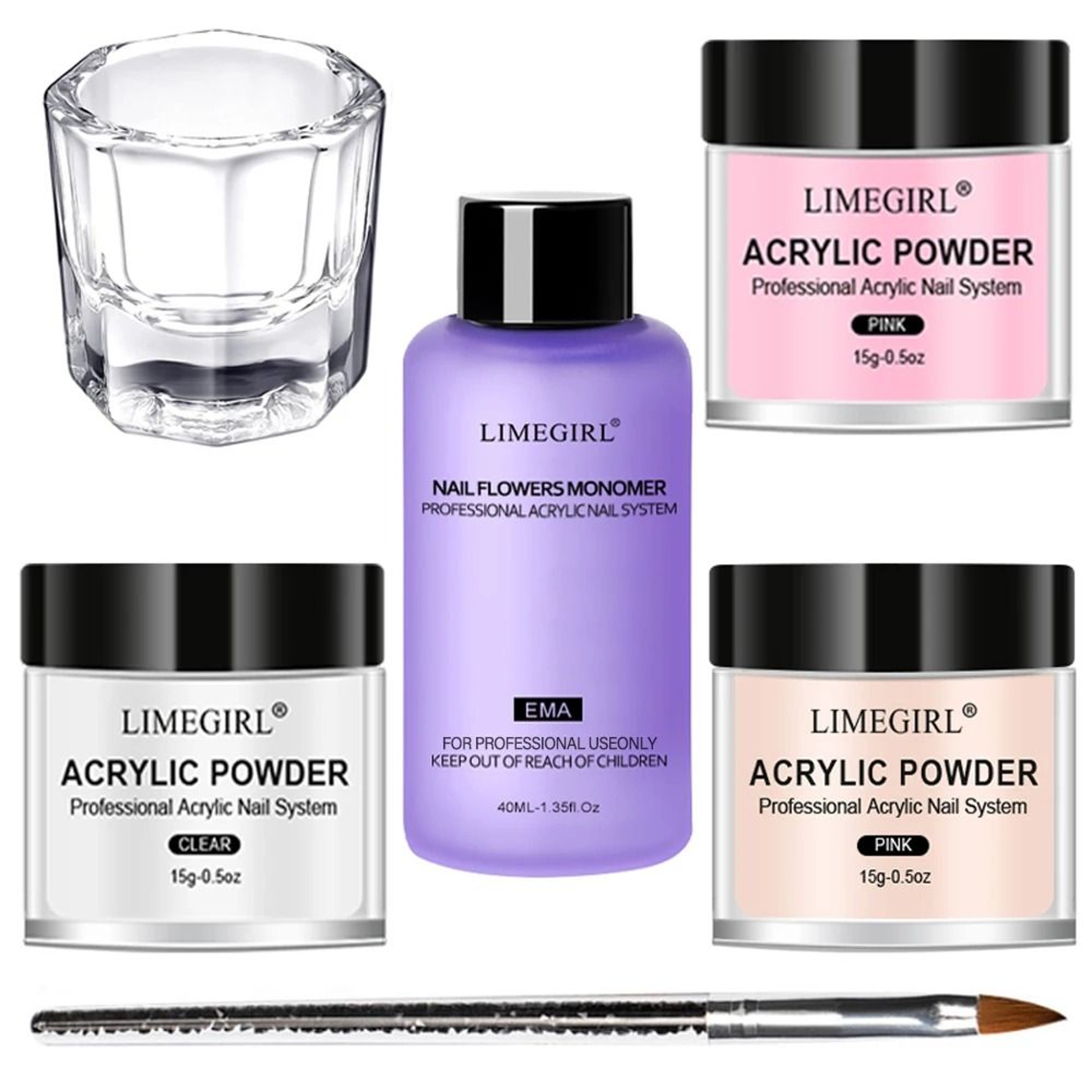 Professional Acrylic Nail Powder And Crystal Liquid Set 0