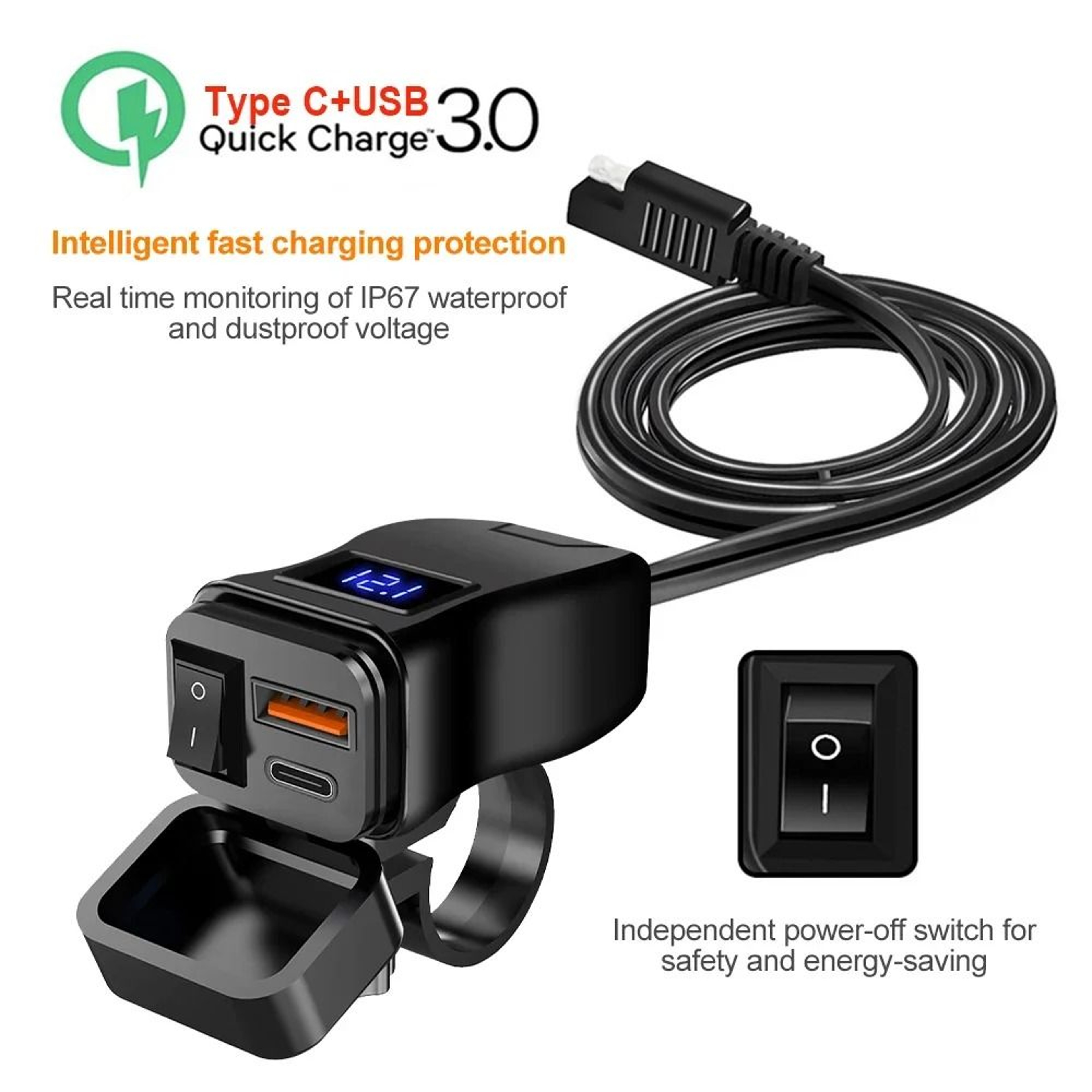 Industrial Standard 60W Motorcycle Dual USB Fast Charger 2
