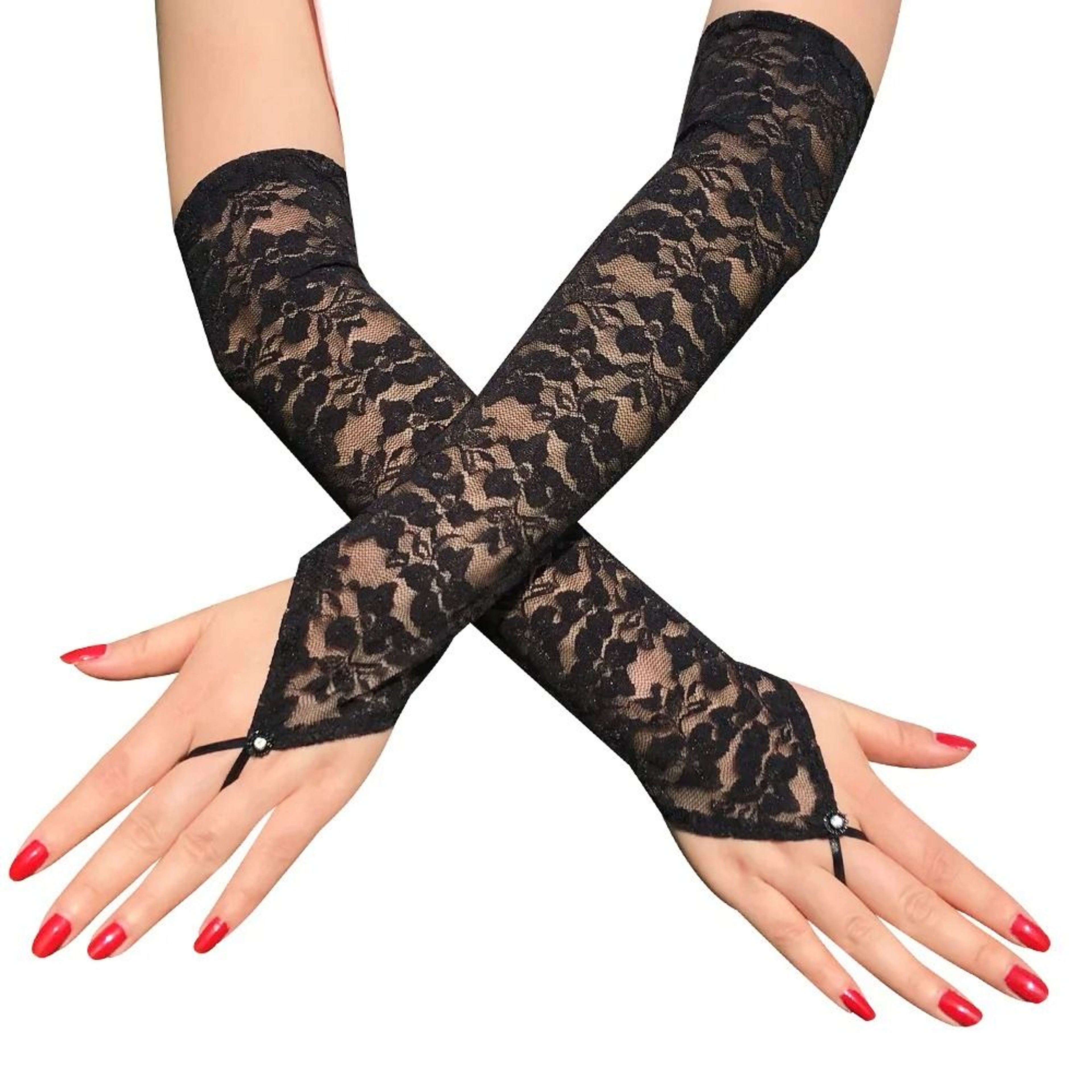 Sexy Floral Lace Fingerless Mittens 0