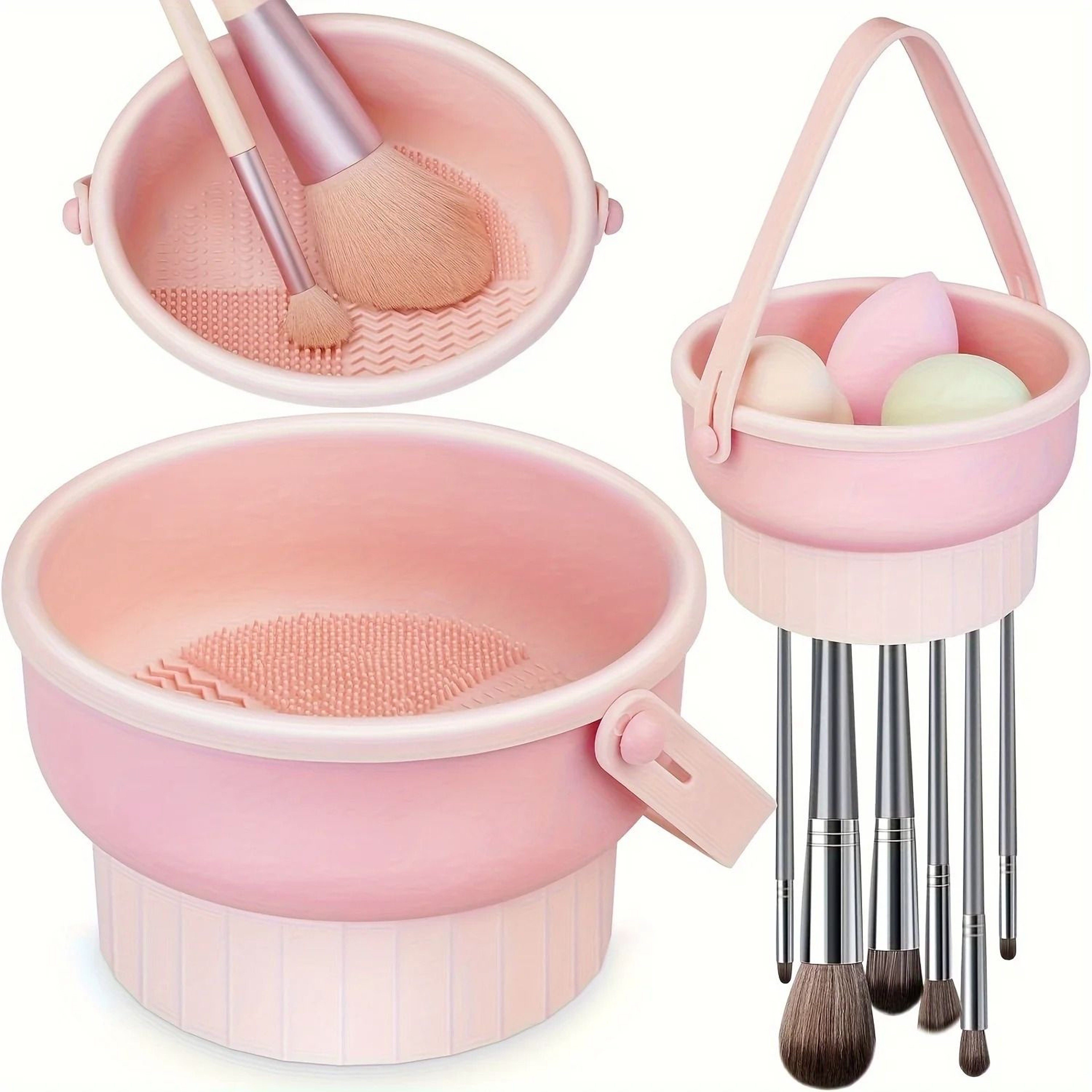 3In1 Silicone Makeup Brush Cleaner Mat  Drying Rack 8
