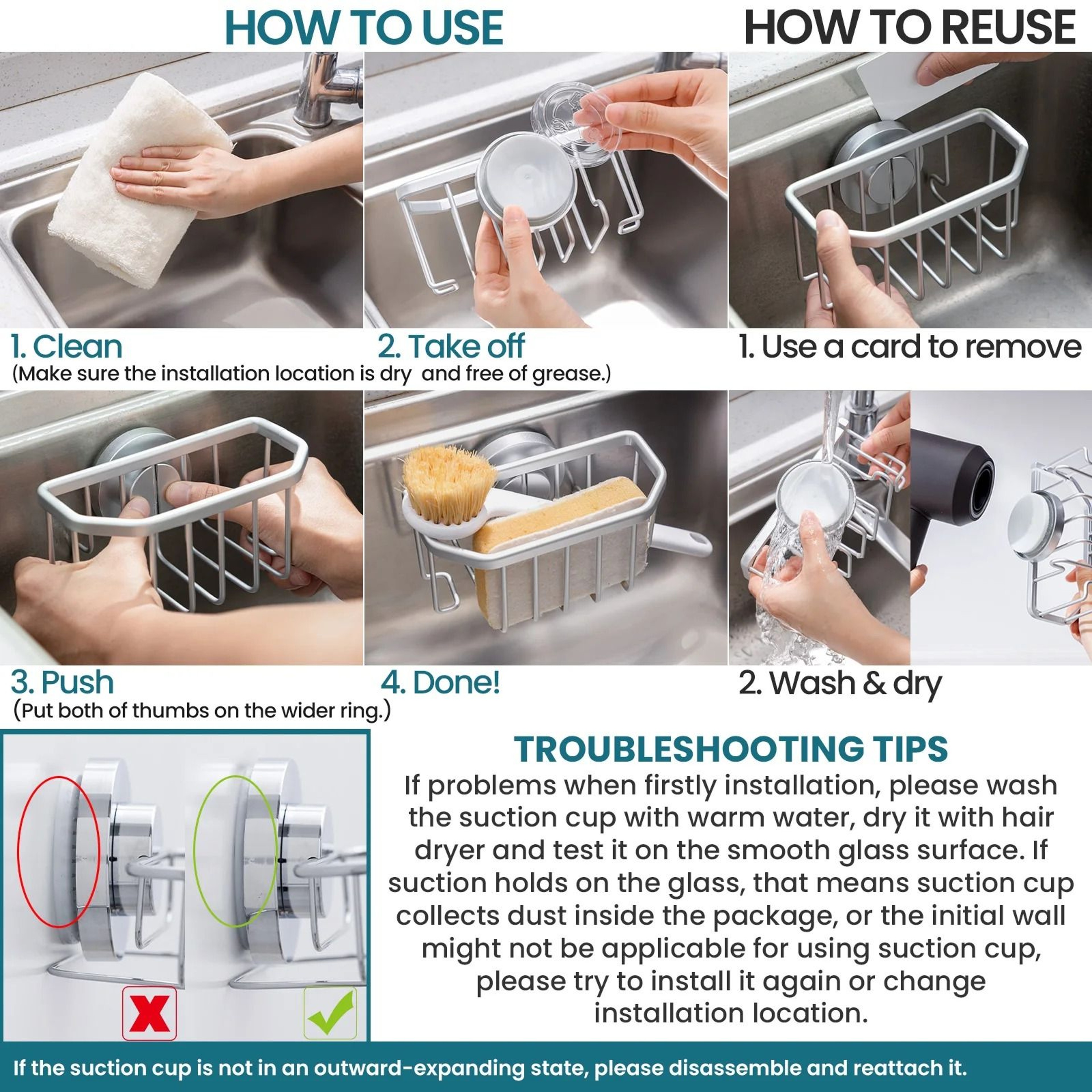 TAILI Suction Cup Kitchen Sink Sponge Holder 5