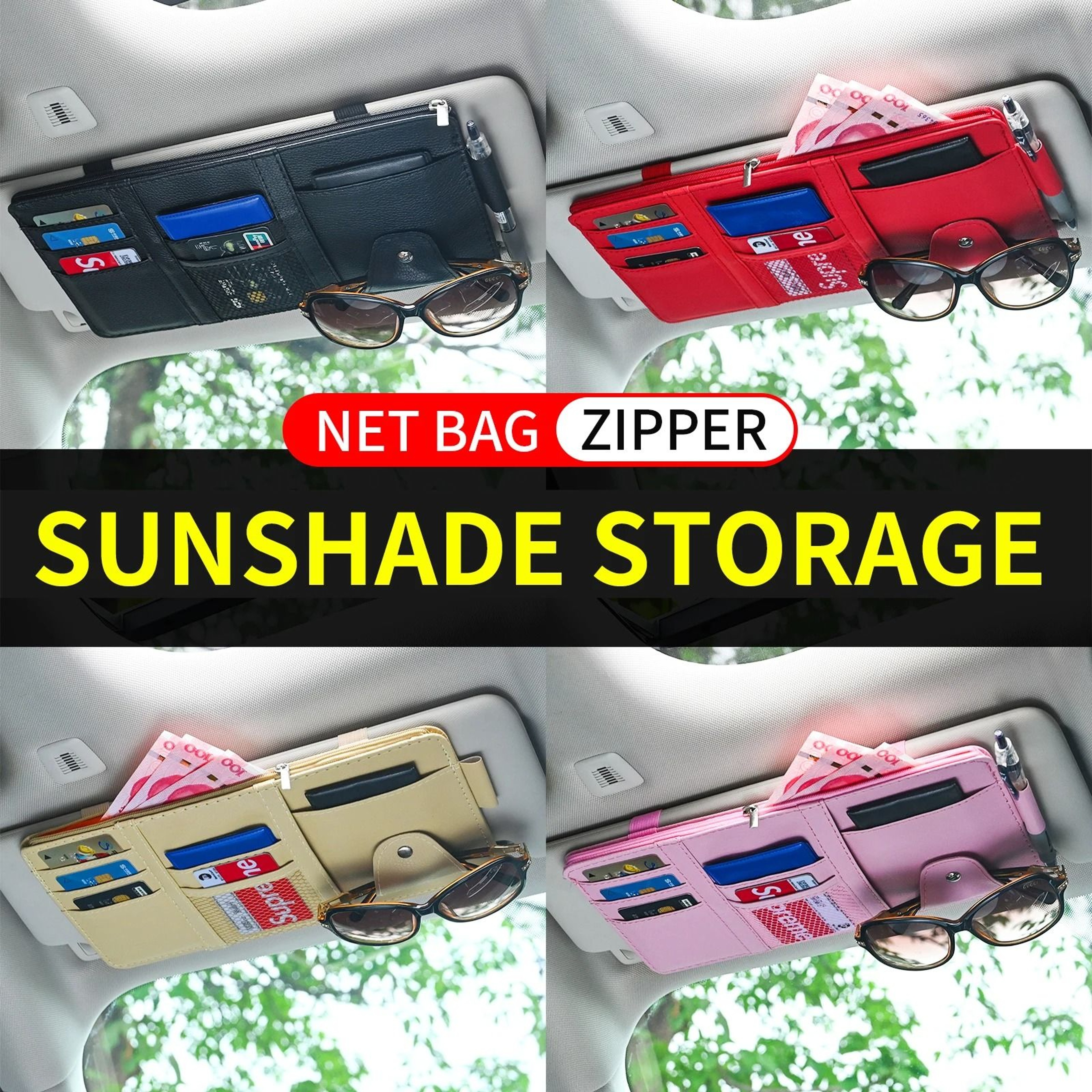 Car Sun Visor Organizer And Sunglasses Clip 2