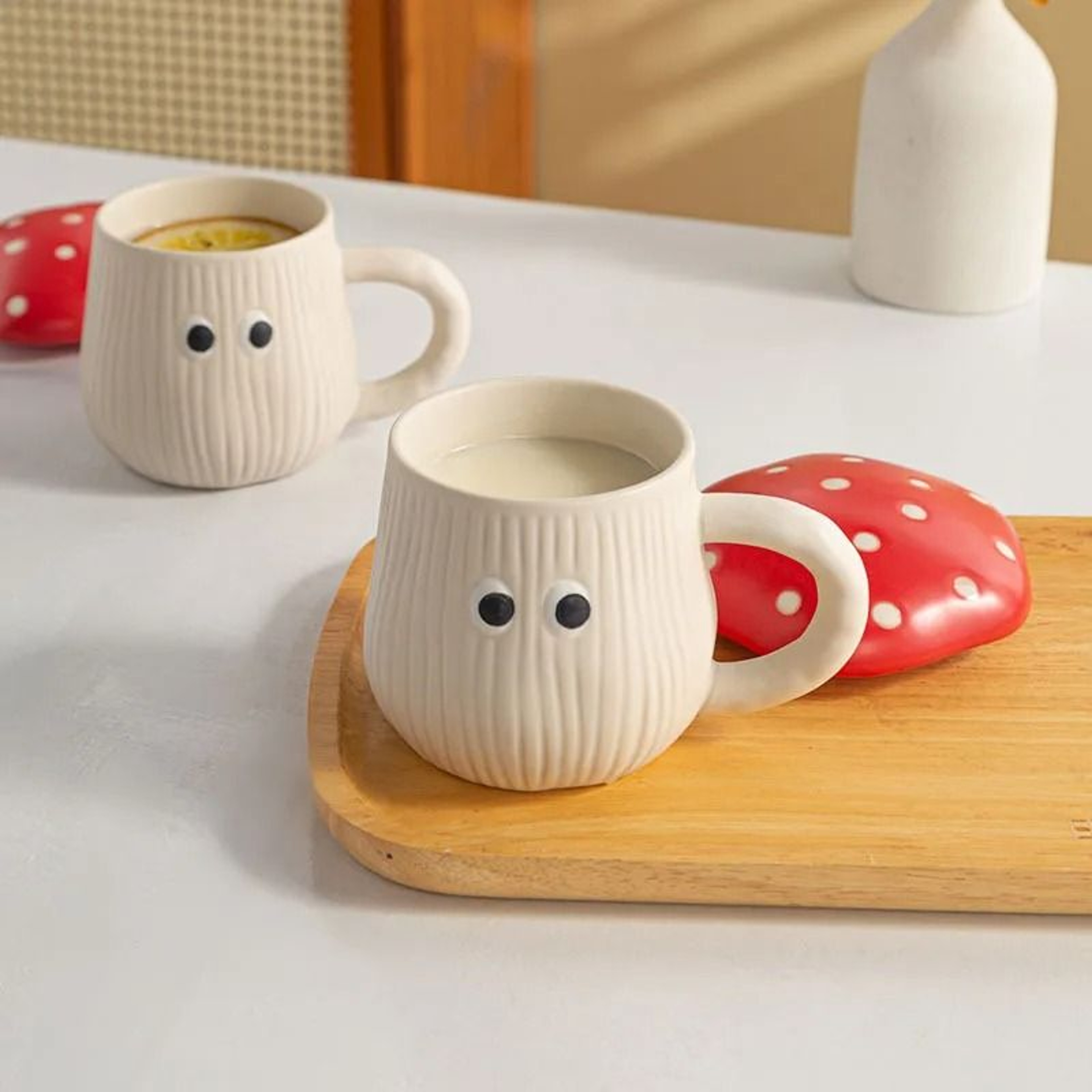 Product Name Creative Red Mushroom Ceramic Mug With Decorative Lid 1