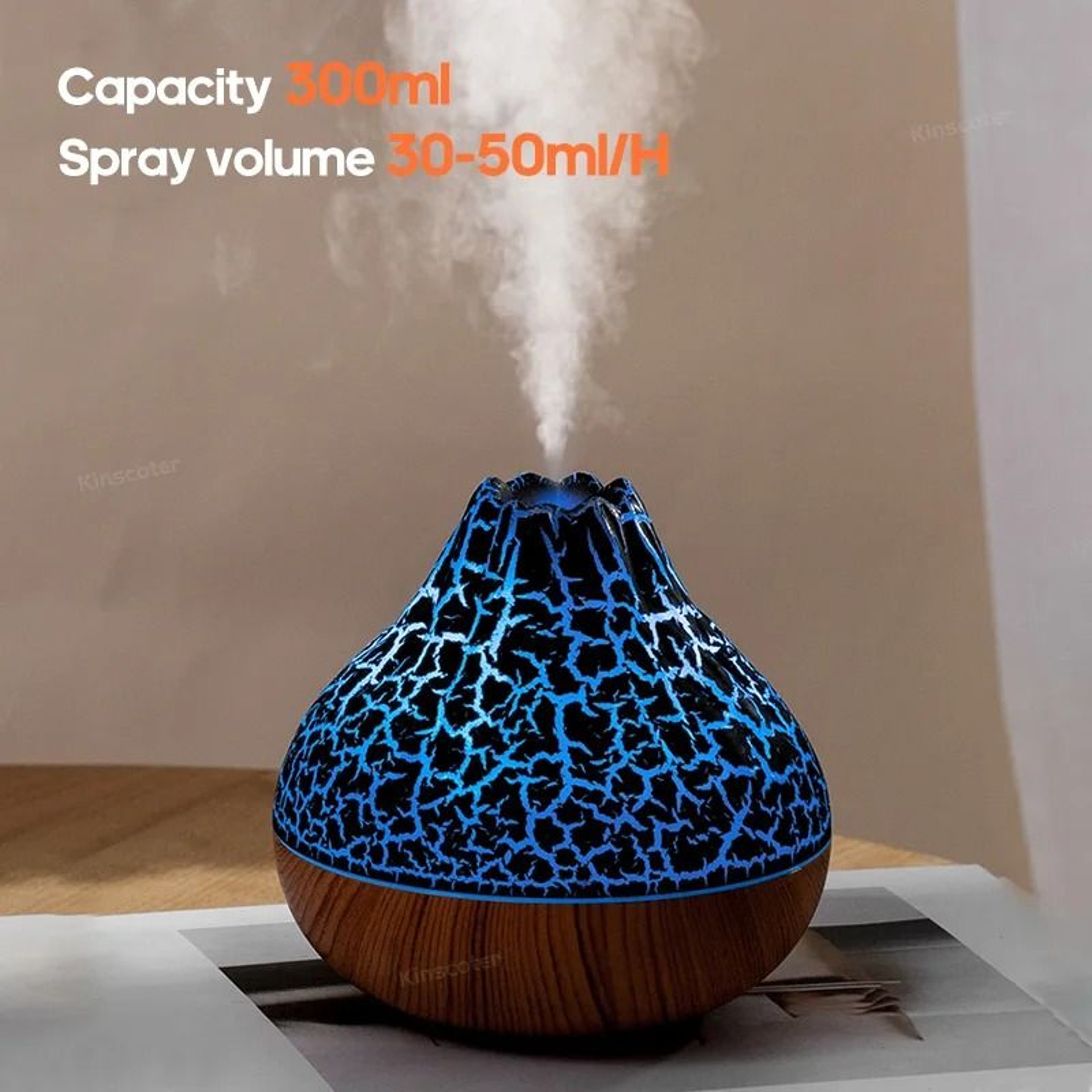 Volcano Air Humidifier With 7Color LED Night Light And USB Connectivity 4
