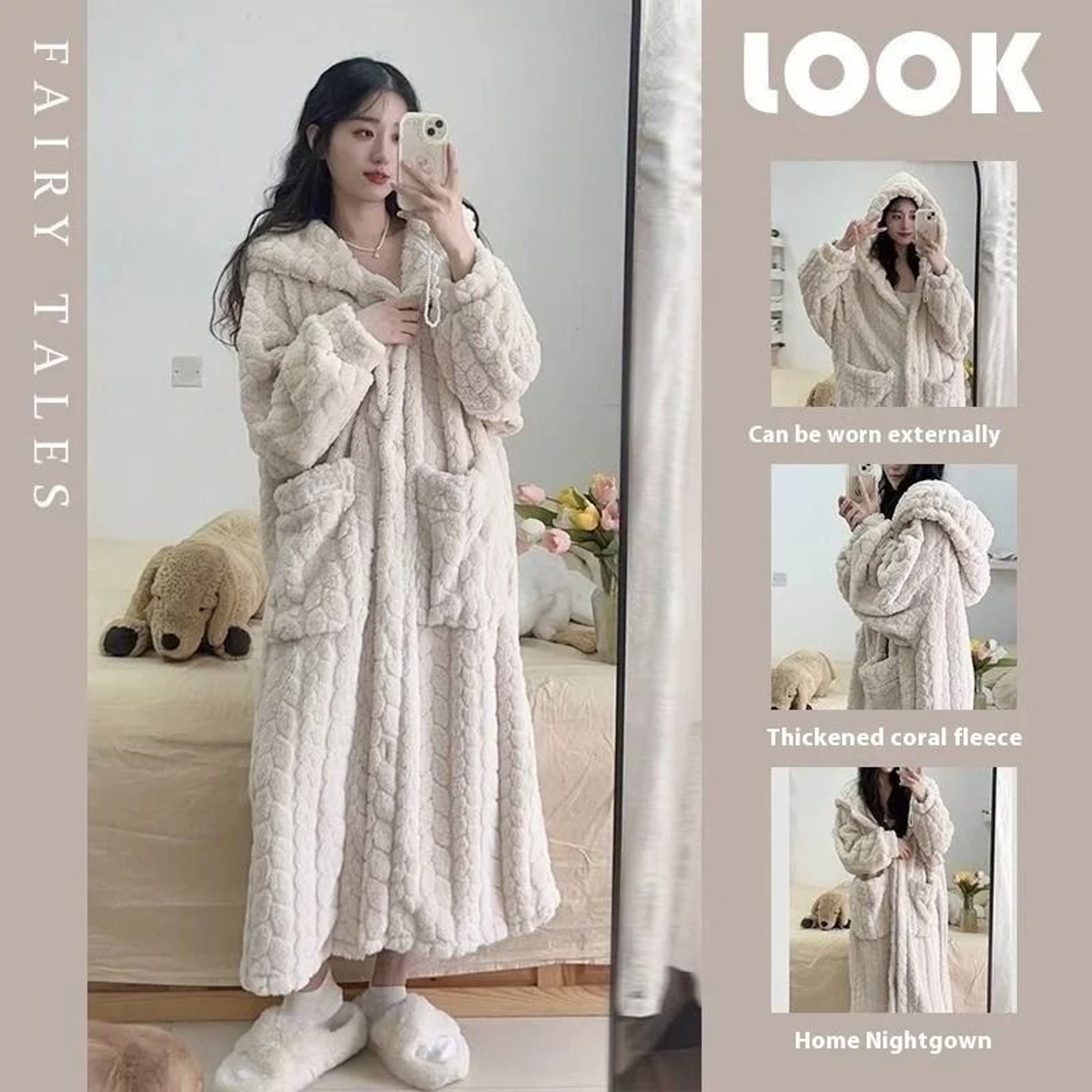 Autumn And Winter Facecloth Female Coral Velvet Long Home Wear Robe 0