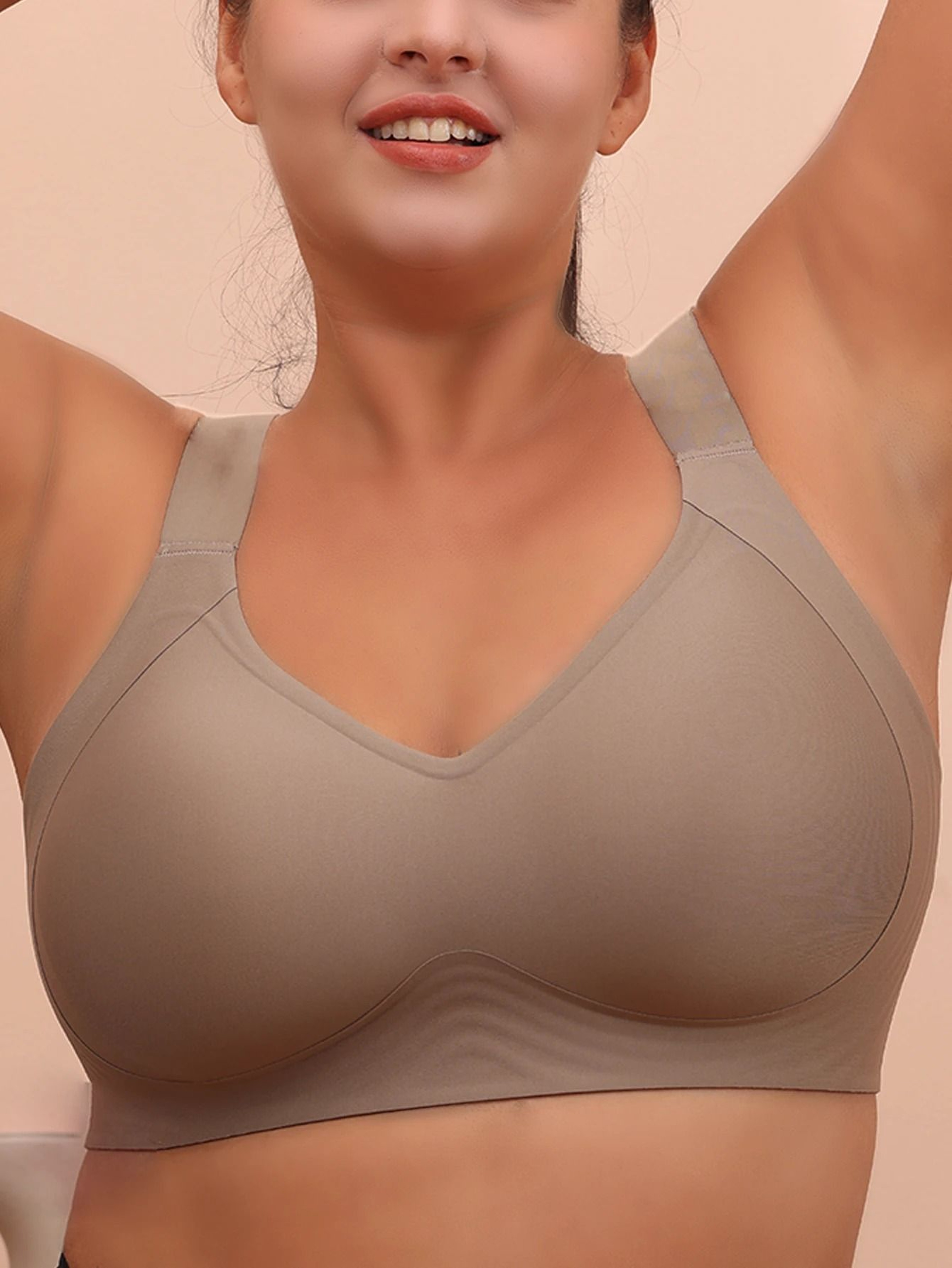 Big Breasted Sleeping Bra Wireless Gathered Plus Size Anti Sagging Yoga Vest 1