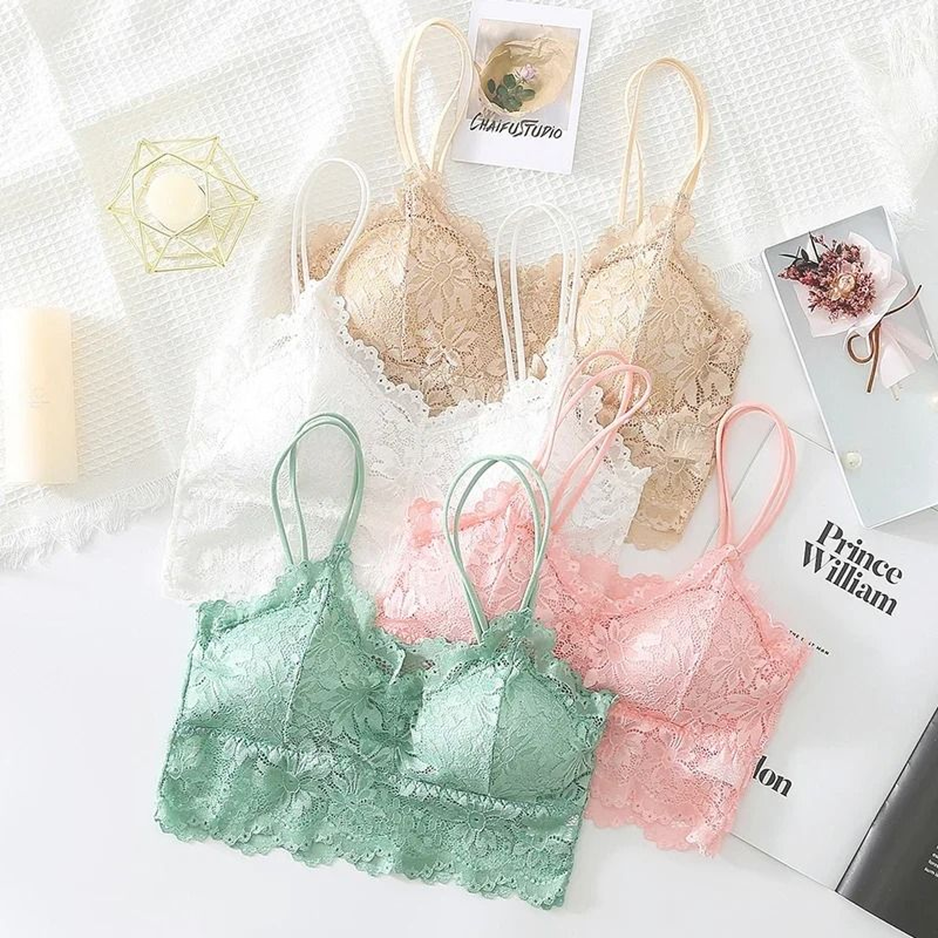 New Womens Seamless Lace Hollow Out Wireless Bralette 3