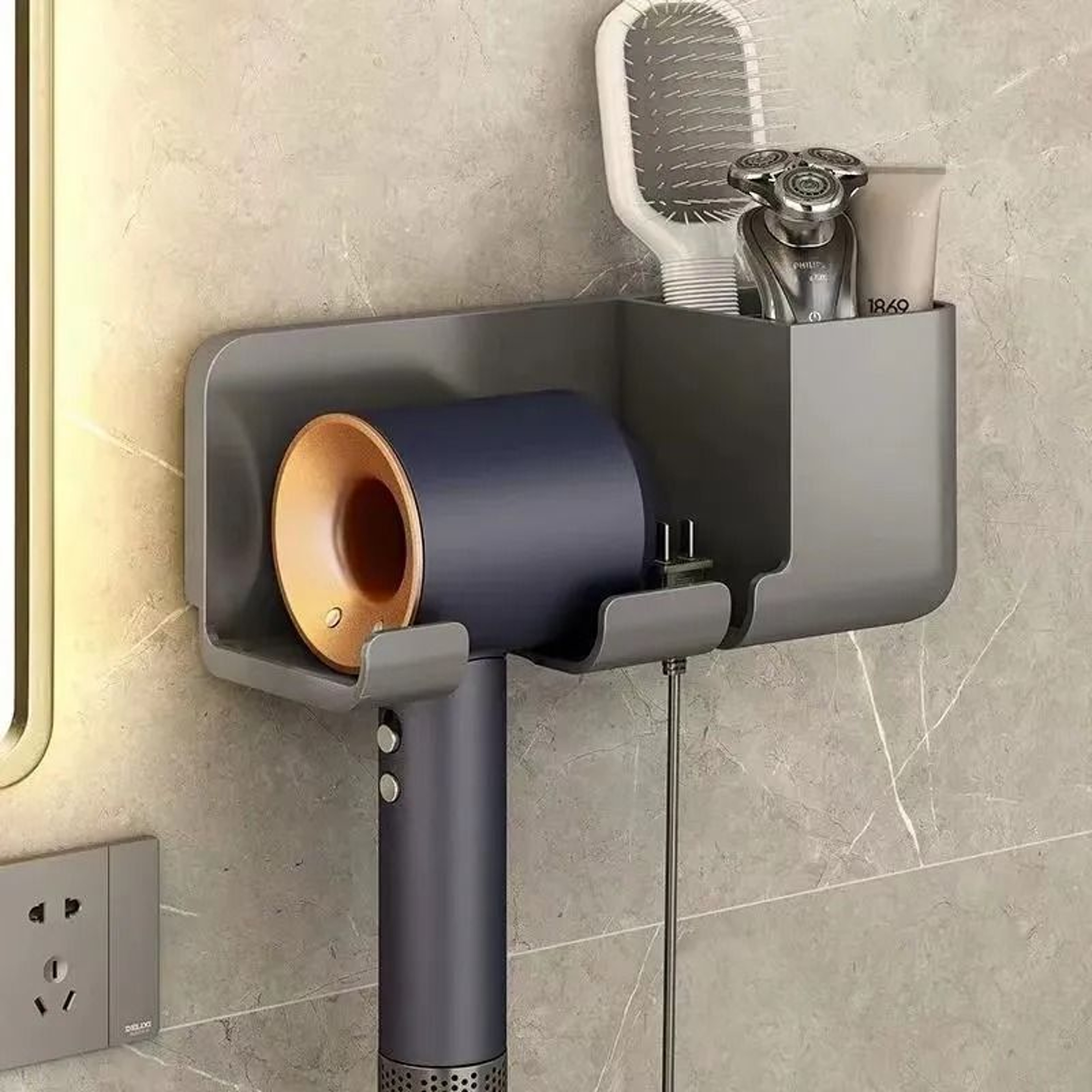 Wall Mounted MultiFunctional Hair Dryer  Tool Organizer 13