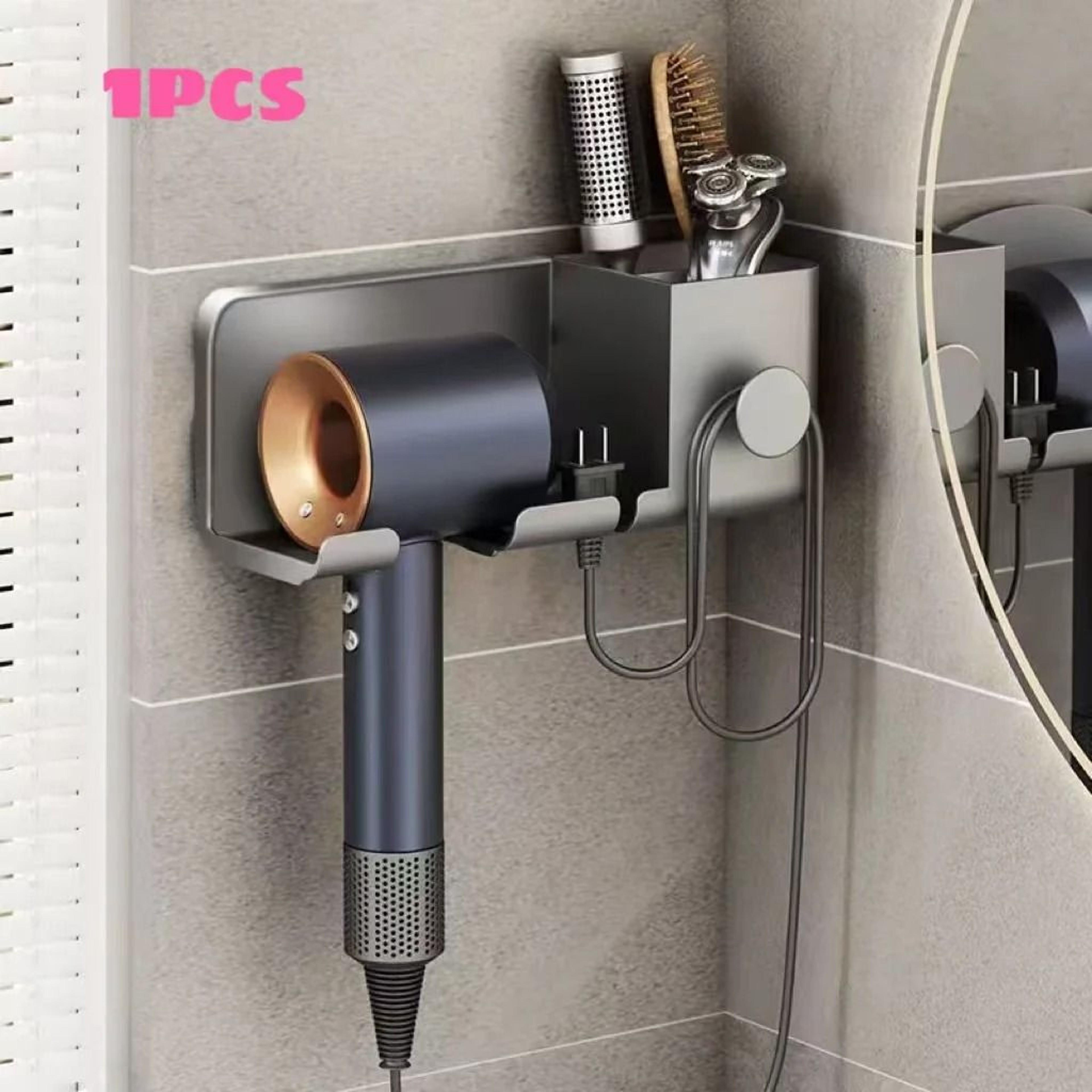 Wall Mounted MultiFunctional Hair Dryer  Tool Organizer 16