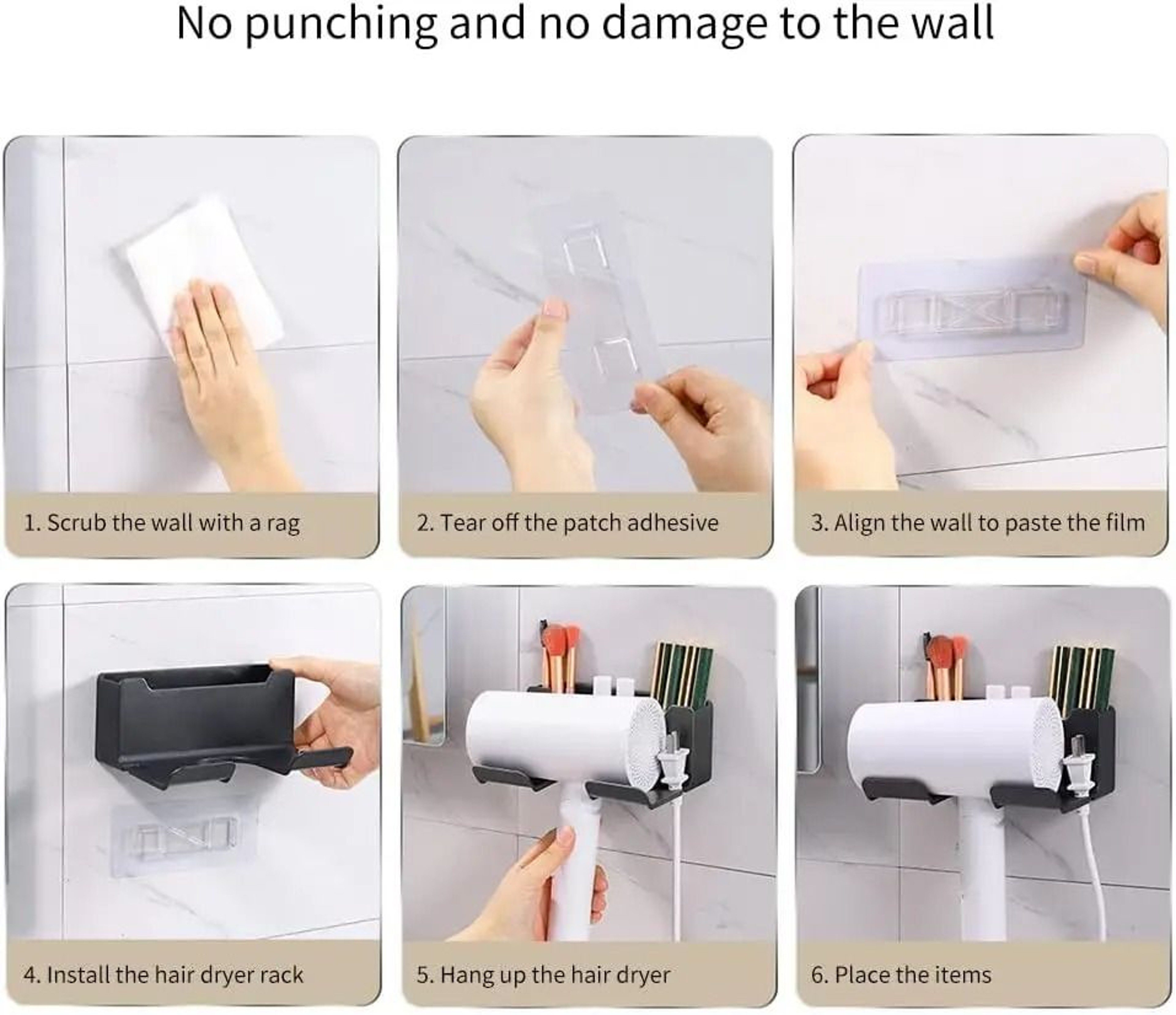 Wall Mounted MultiFunctional Hair Dryer  Tool Organizer 1