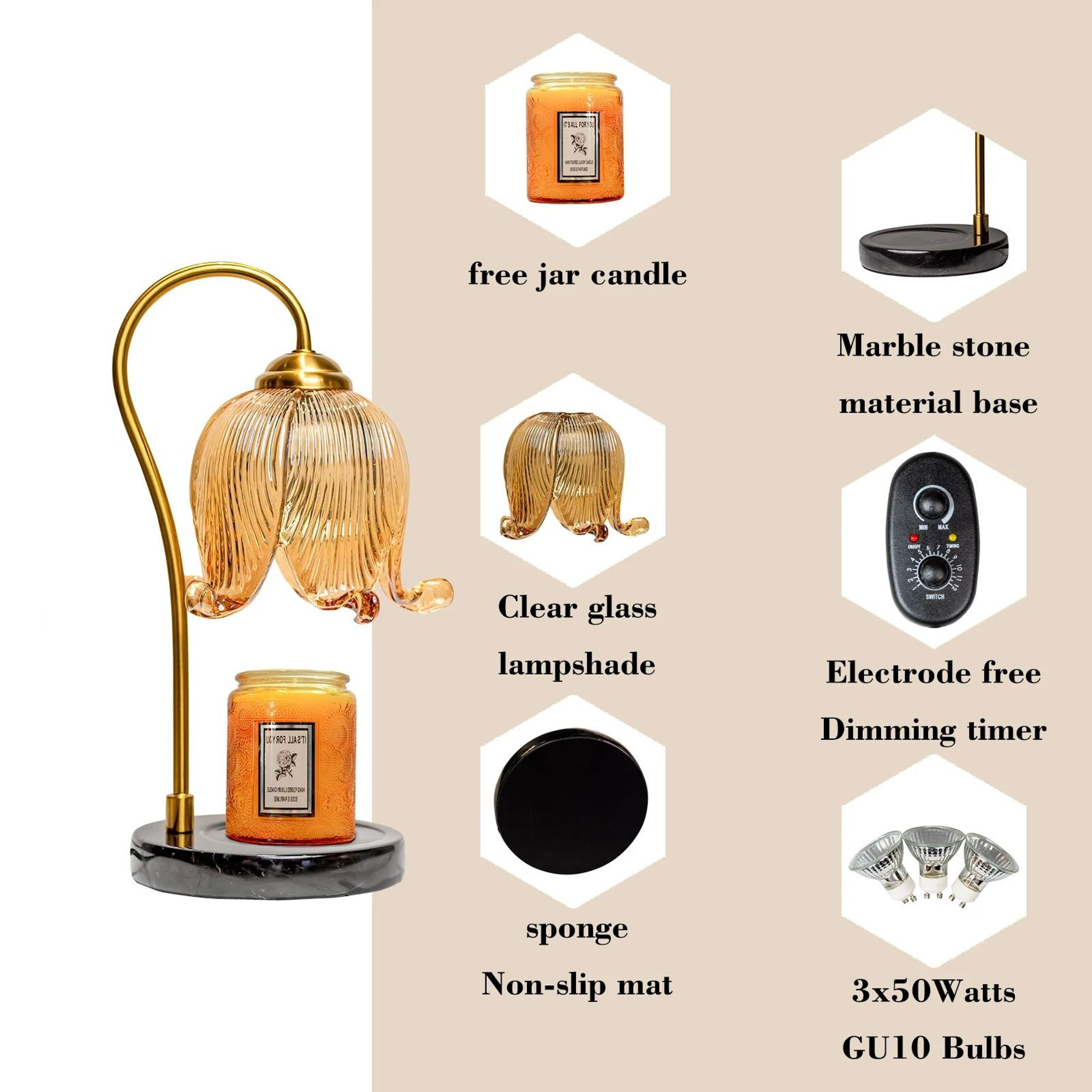 French Retro Tulip Flower Fragrance Table Lamp Bedside Candle Warmer Atmosphere Light 1