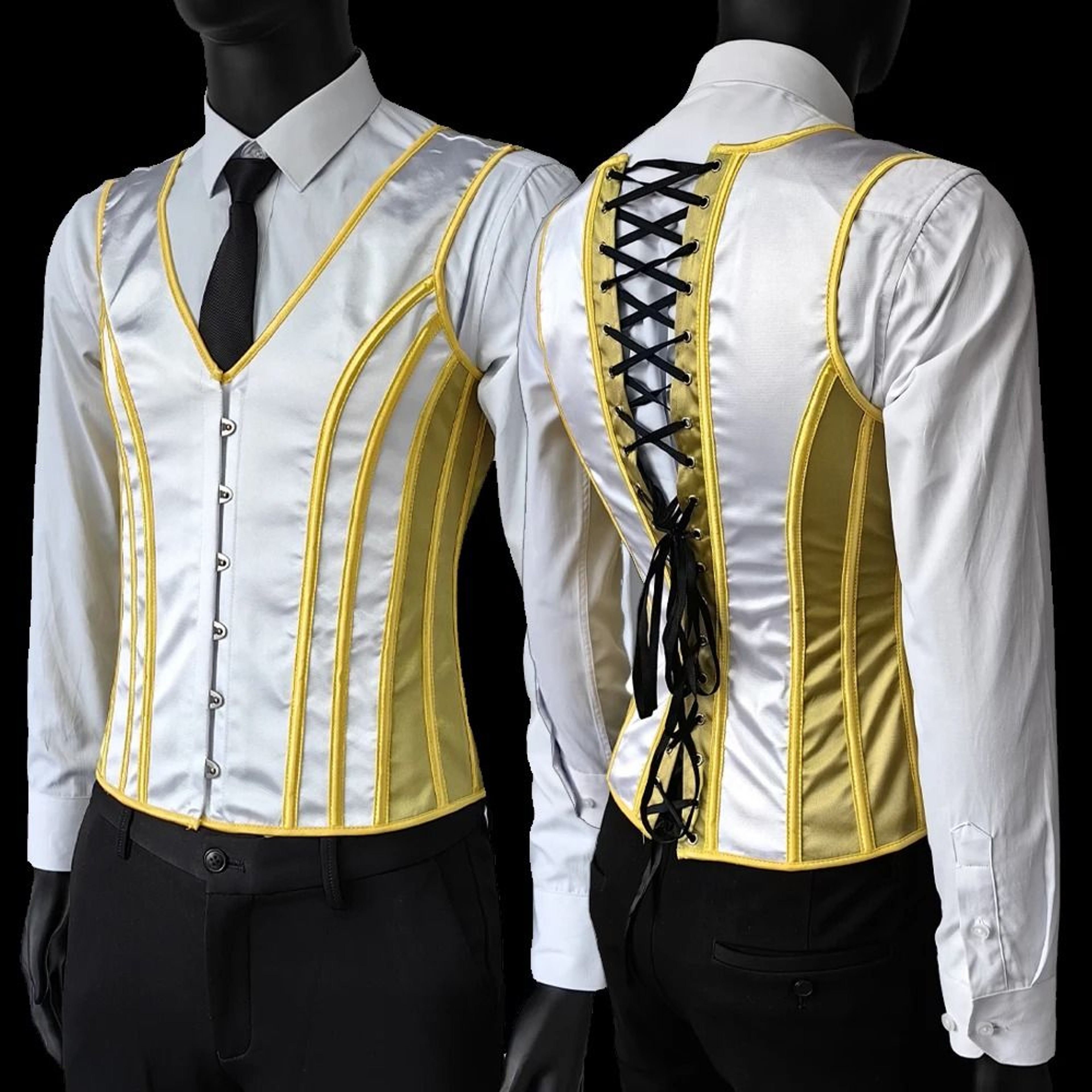 Mens Vintage Medieval Corset Slimming Waistcoat And Tummy Control Shaping Vest 8