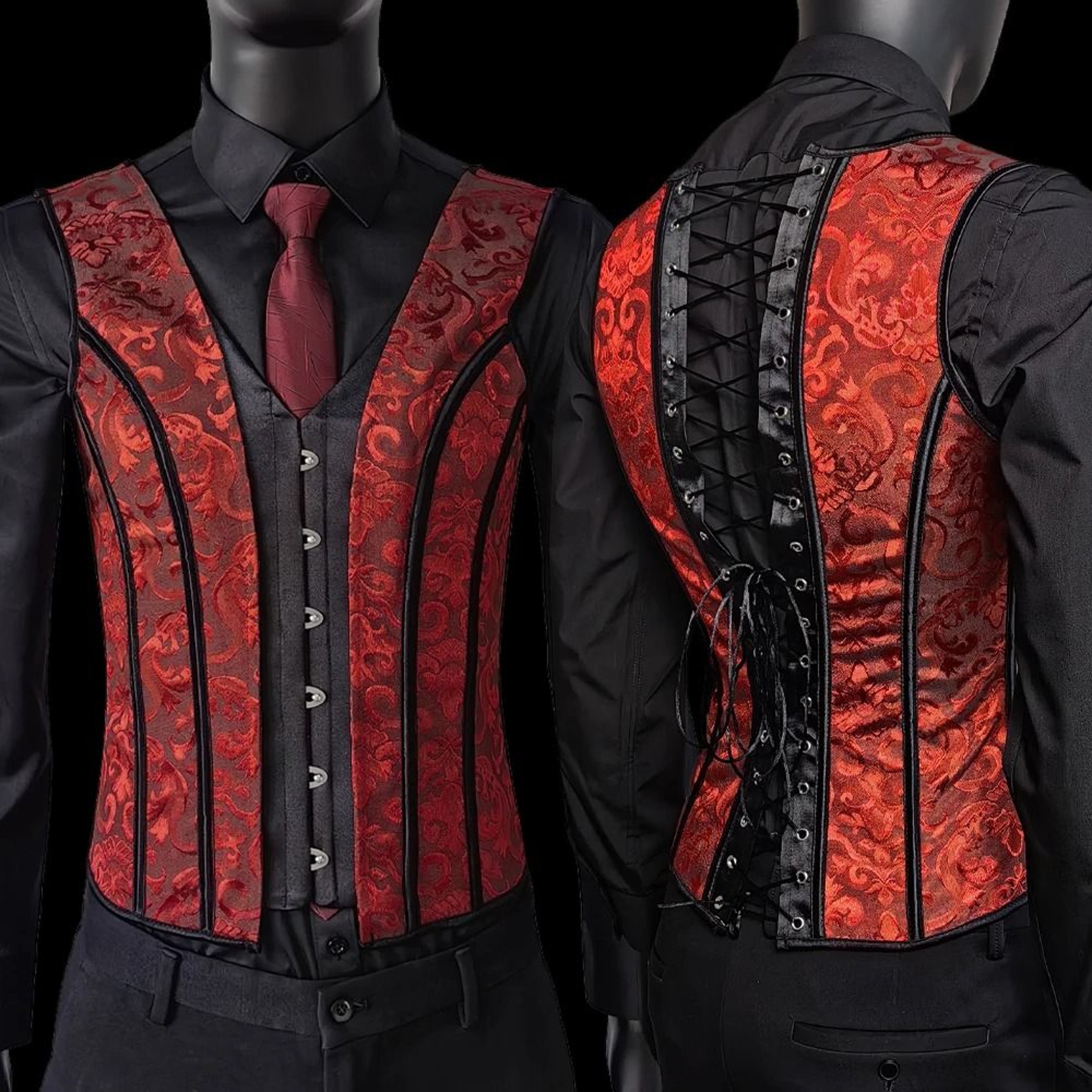 Mens Vintage Medieval Corset Slimming Waistcoat And Tummy Control Shaping Vest 13