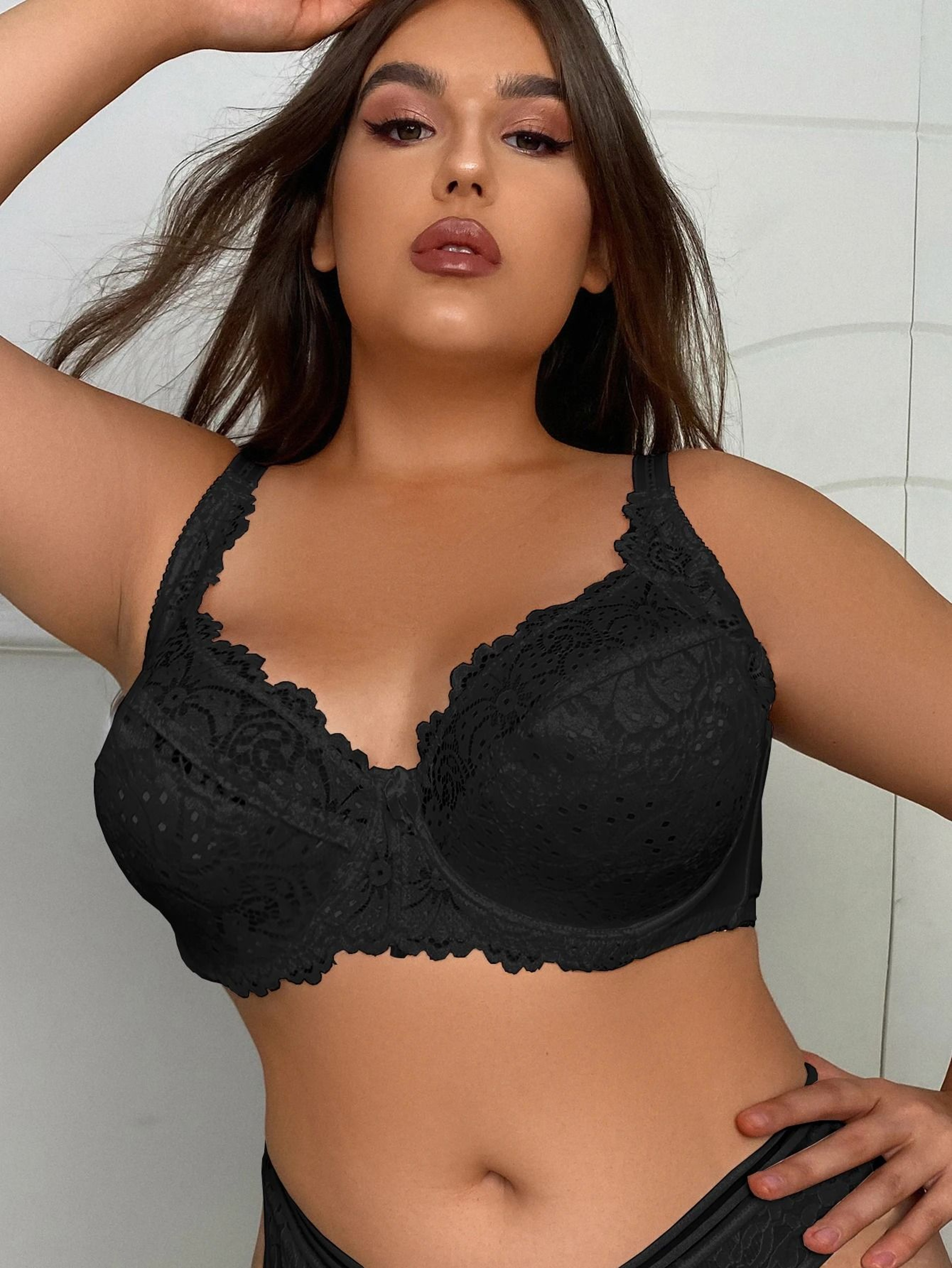 Plus Size Women Sexy Lace Underwear Brassiere Thin E Cup Underwire Bra 6