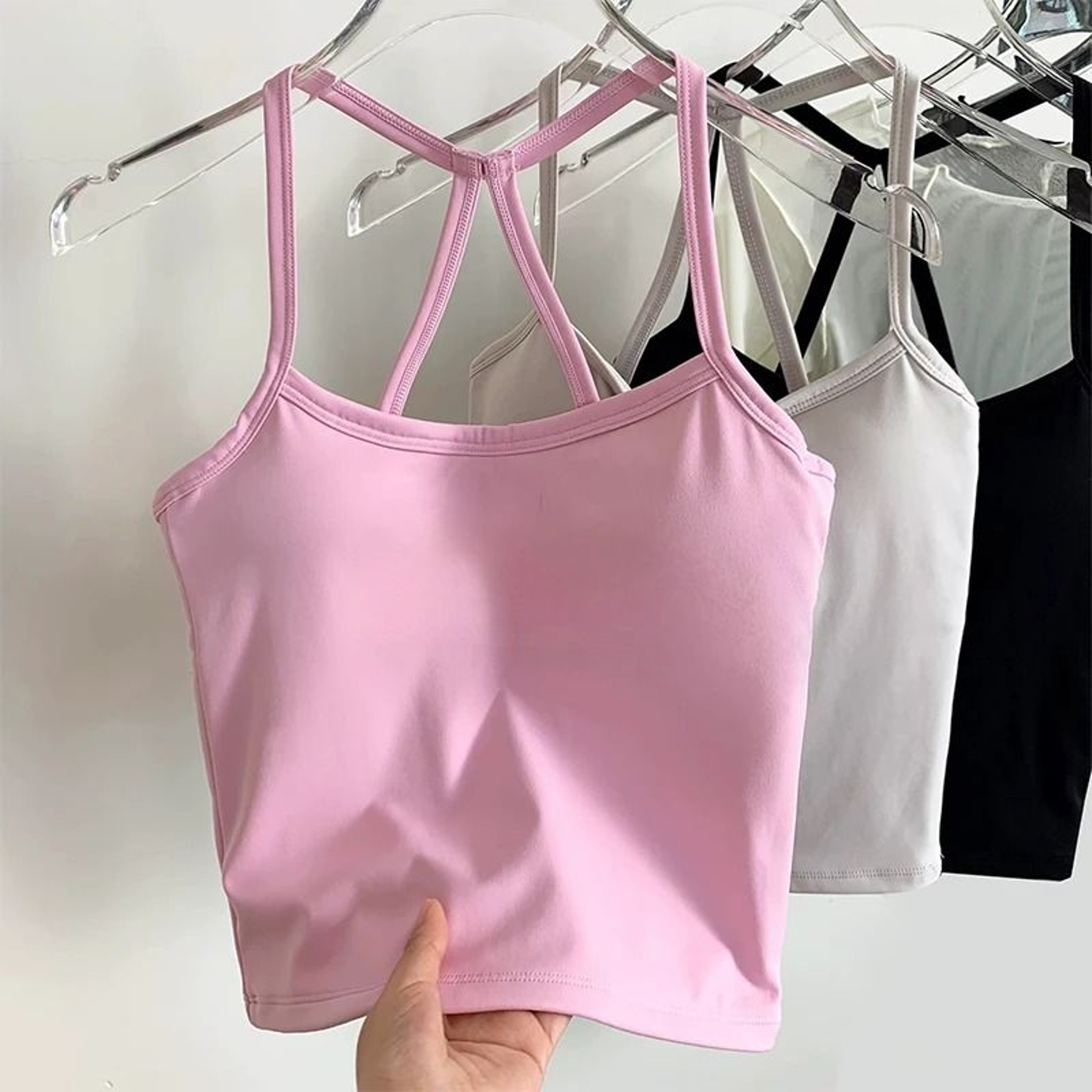 Womens Slim Fit Nude Sports Bra Yoga Fitness Vest Suspension Beautiful Back Design 0