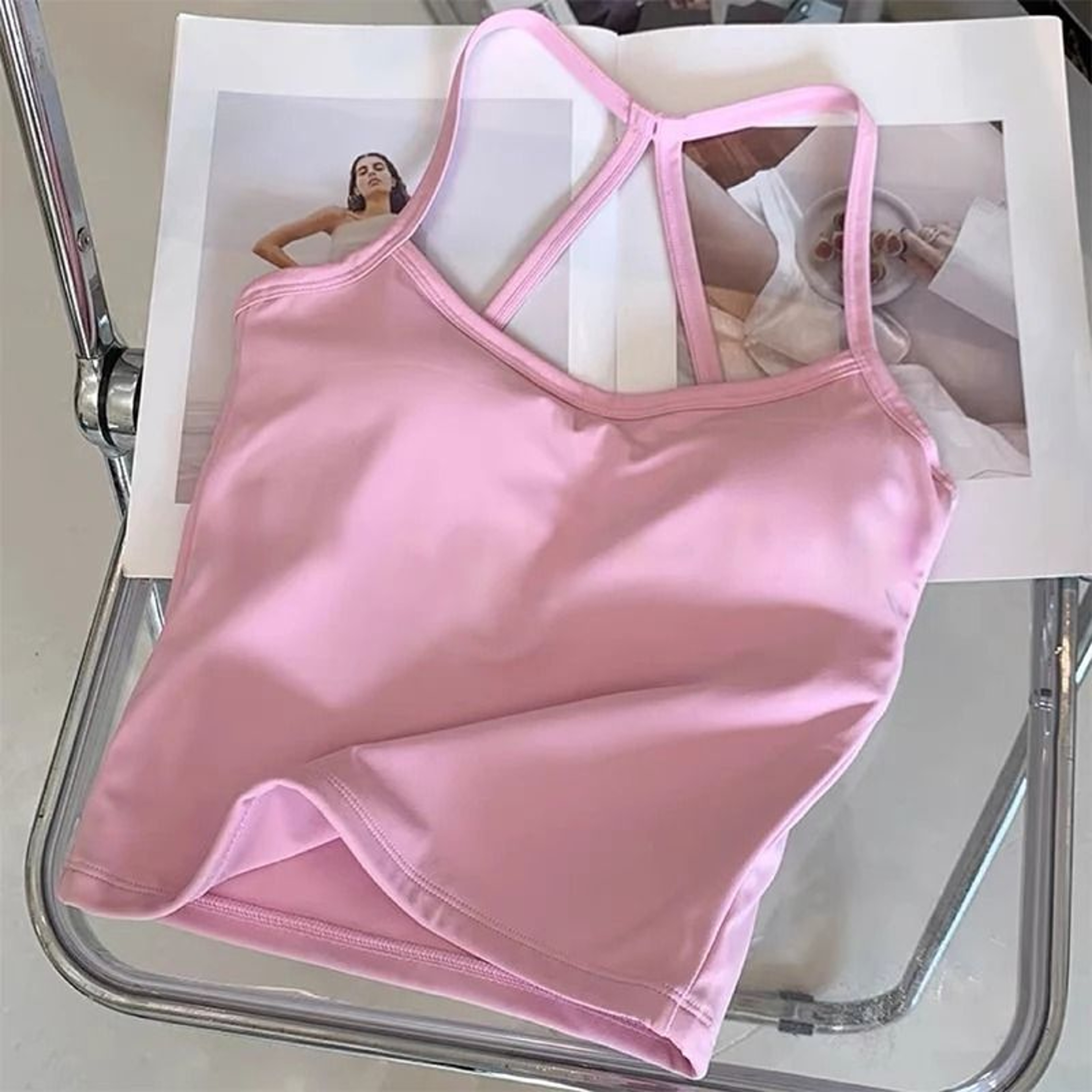 Womens Slim Fit Nude Sports Bra Yoga Fitness Vest Suspension Beautiful Back Design 6