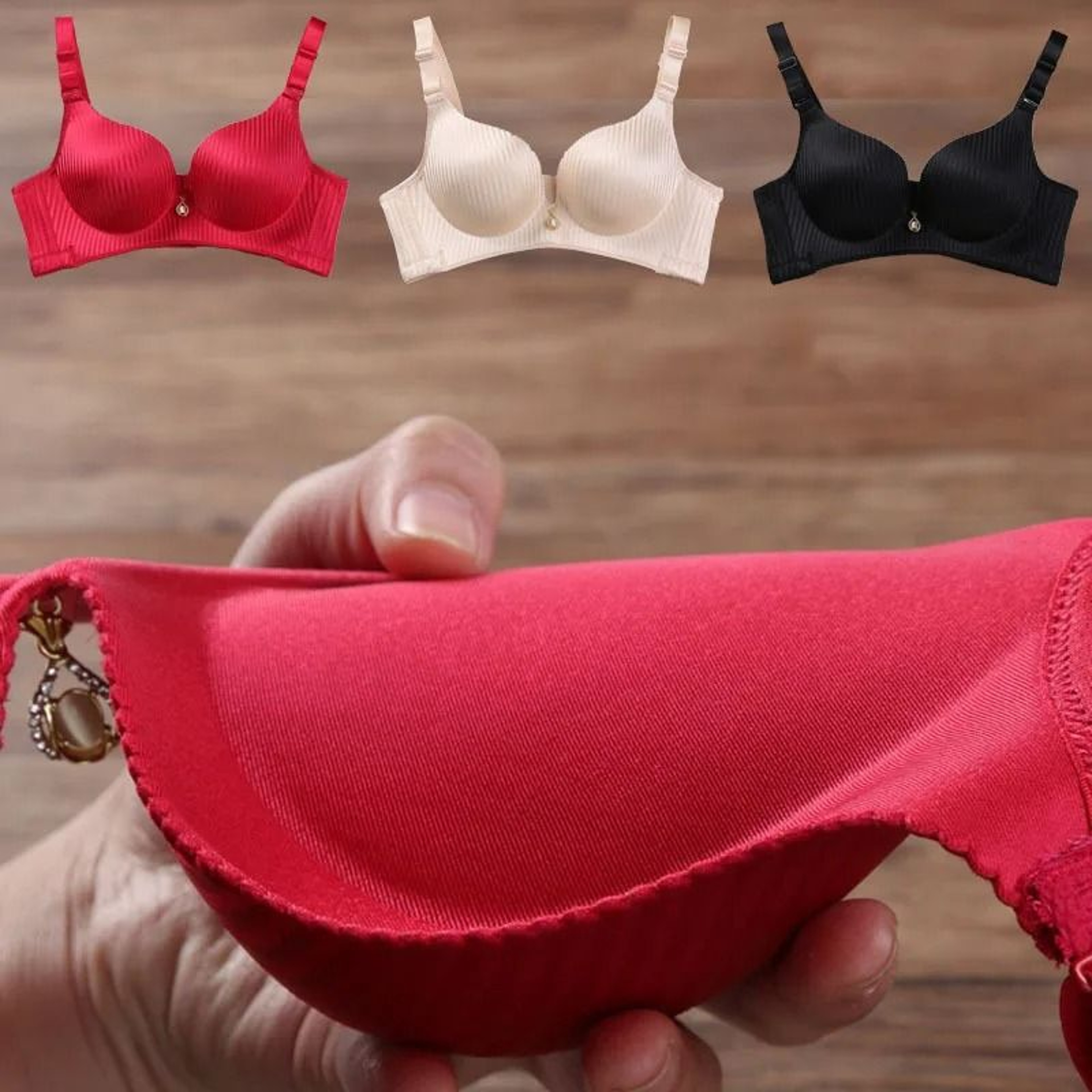 2024 New 8cm Thick Push Up Bra WireFree No Steel Ring Seamless Adjustable Padded Lingerie 0