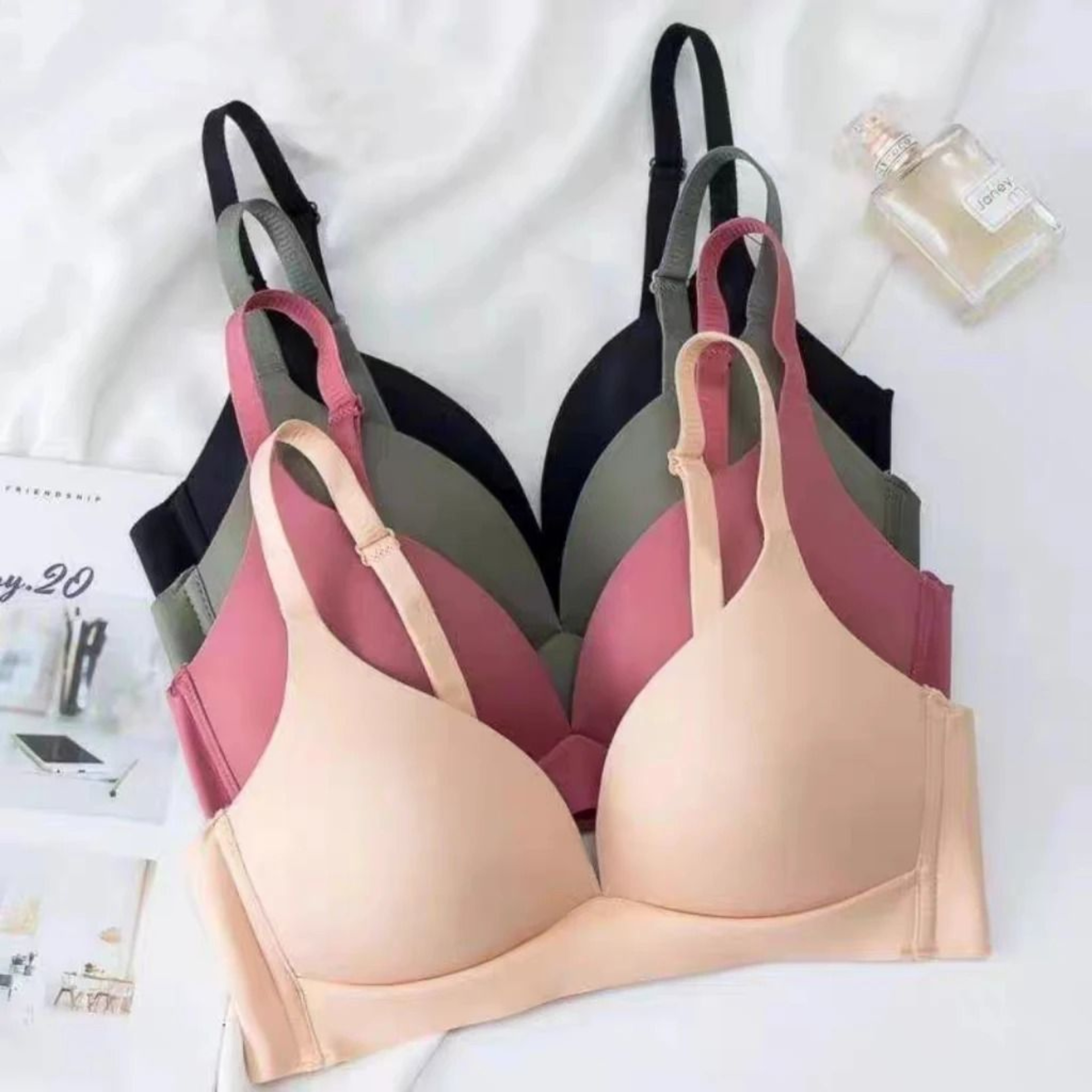 FallSweet Japanese Style Wireless Push Up Bra Seamless Glossy Bralette 3