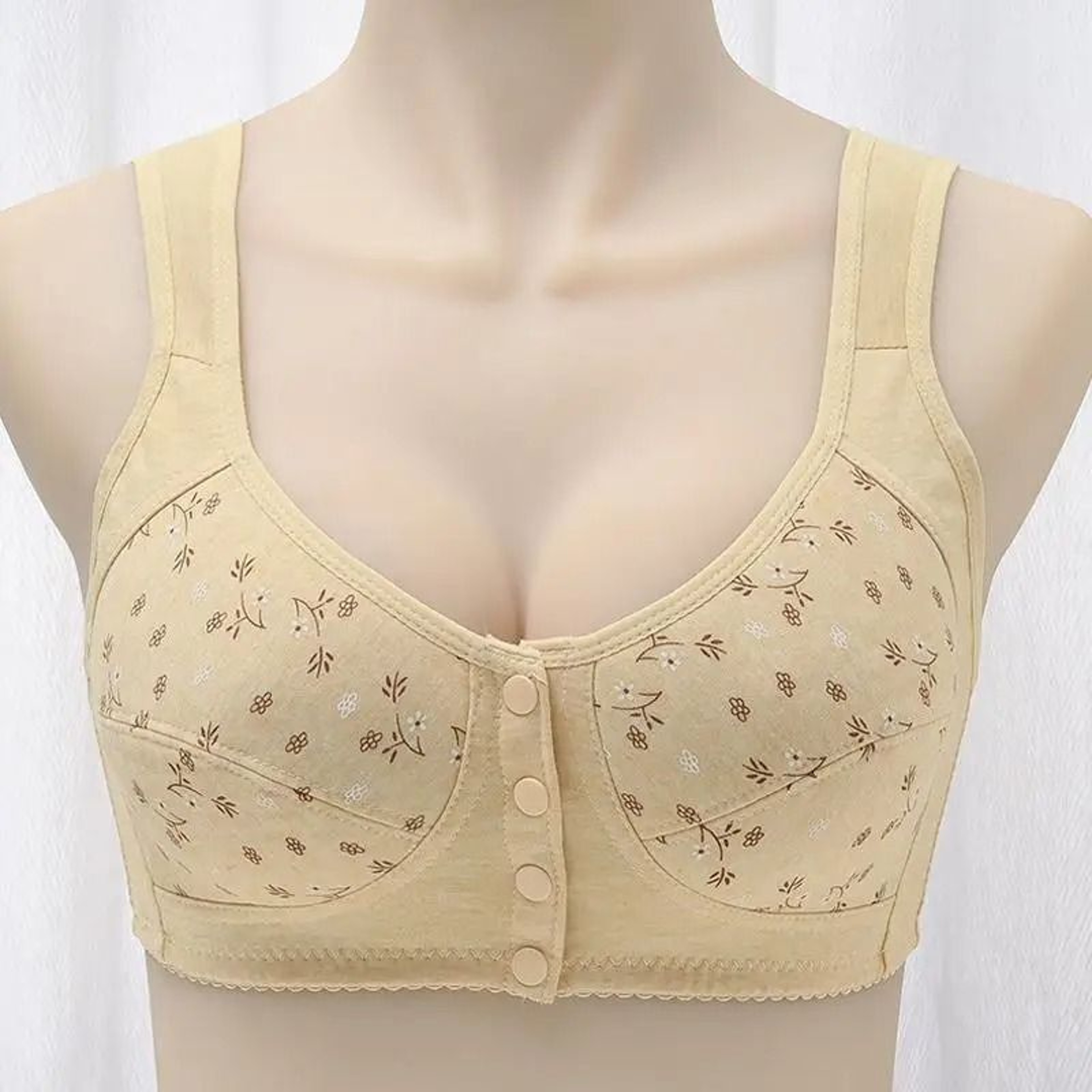Front Closure Cotton Bra For Women Breathable Soft Wire Free Thin Cup Bralette 3