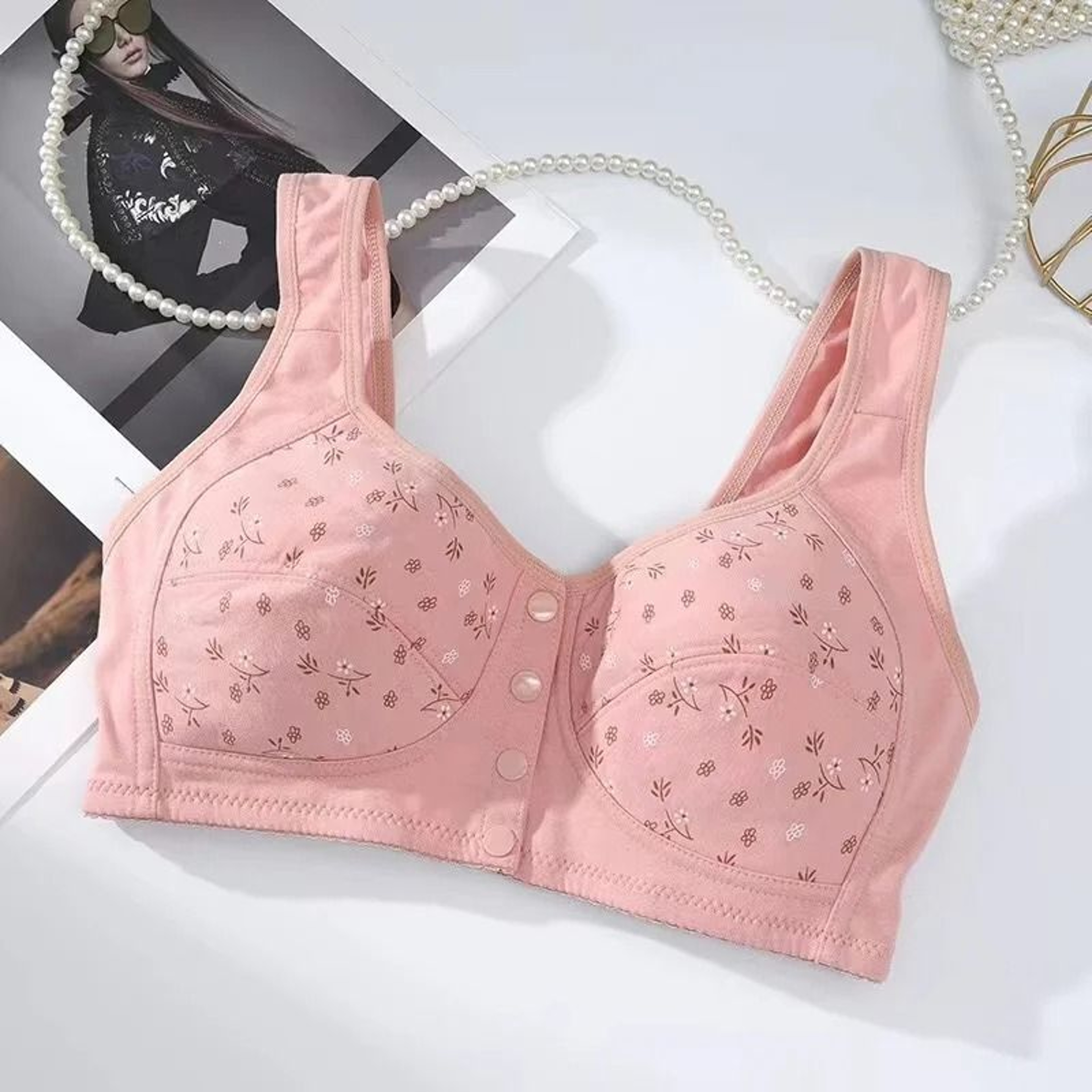 Front Closure Cotton Bra For Women Breathable Soft Wire Free Thin Cup Bralette 9