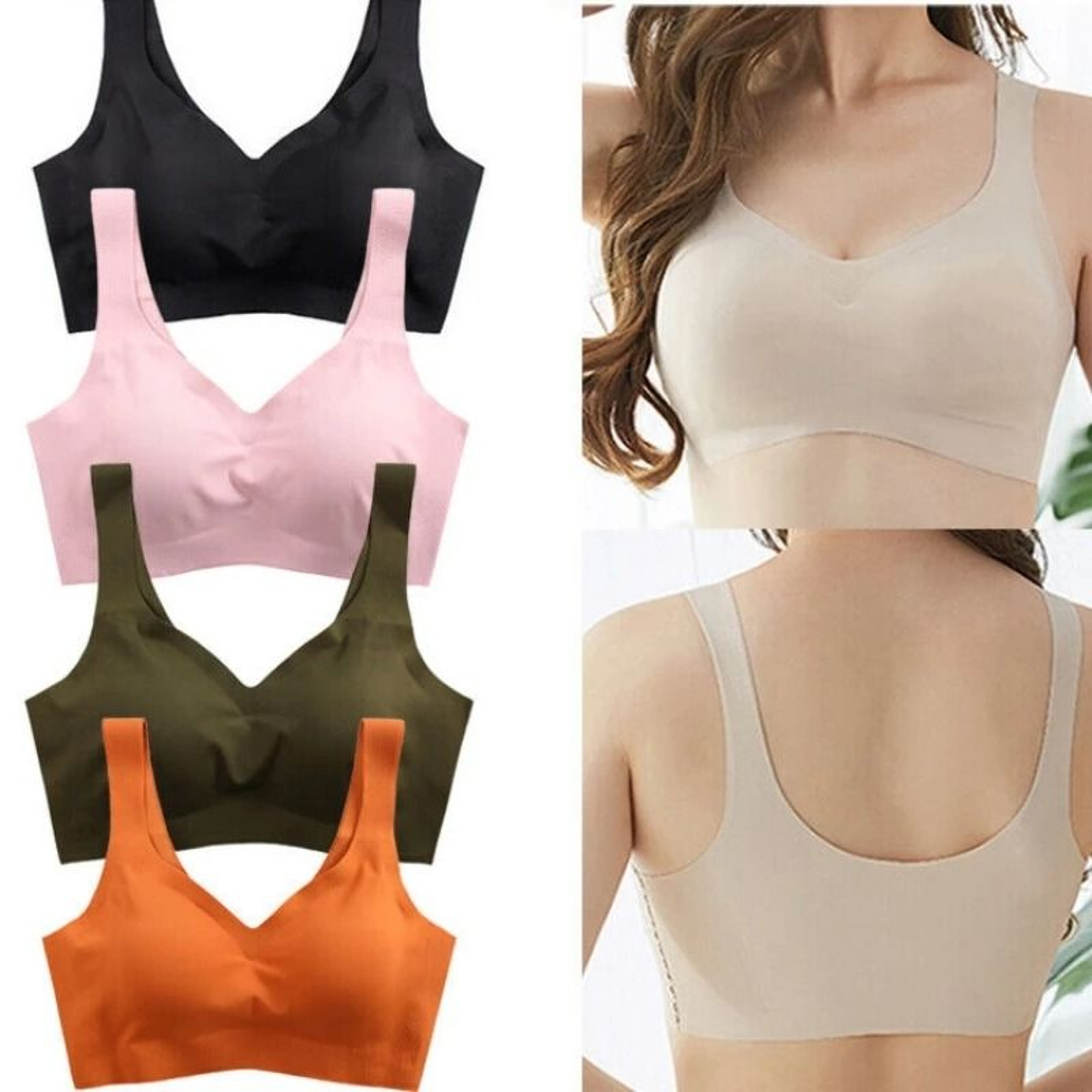 2024 Women Seamless Ice Silk Bra Removable Pad Yoga Vest 0