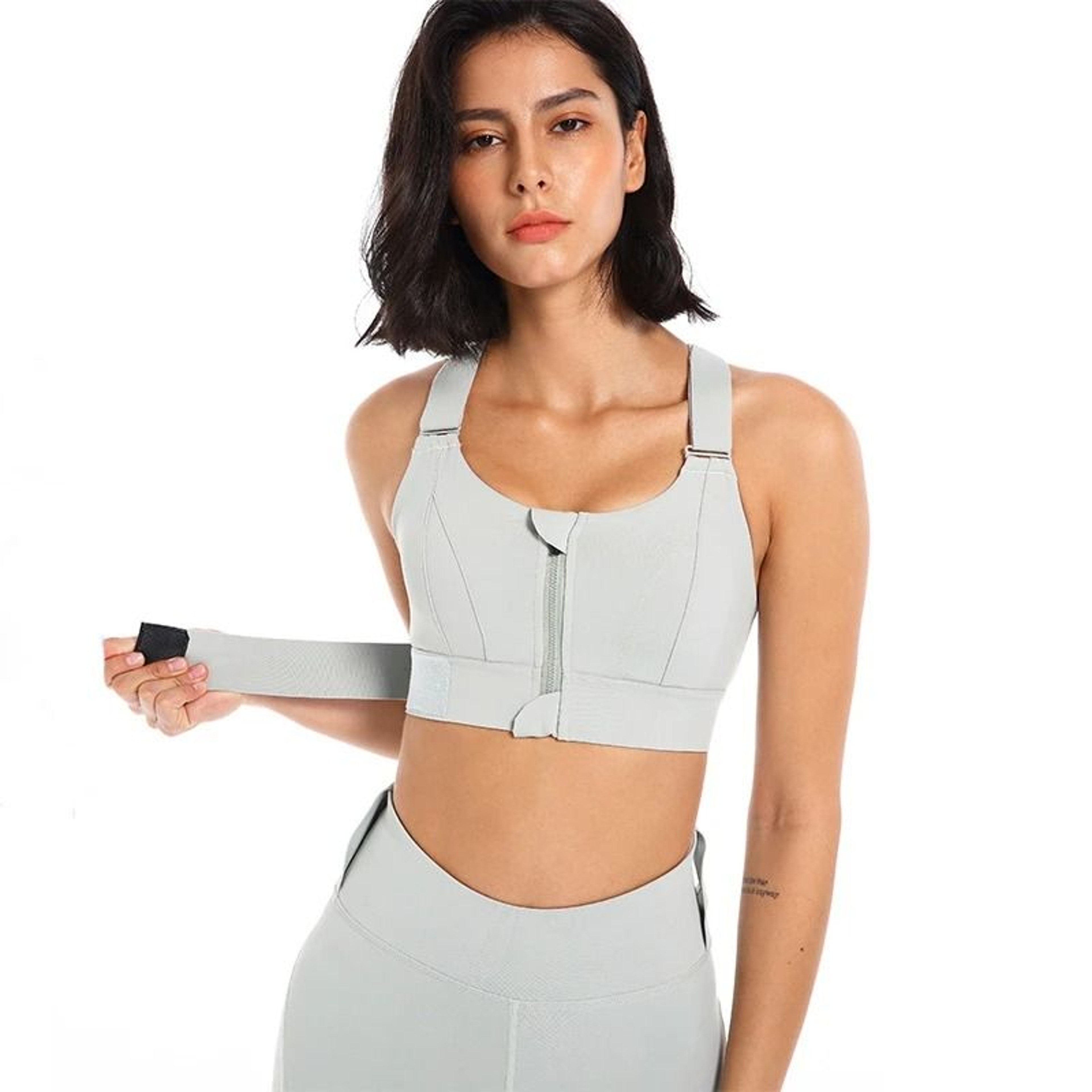 Sports Bras Tights Crop Top Women Yoga Vest Front Zipper Plus Size Athletic Brassiere 1