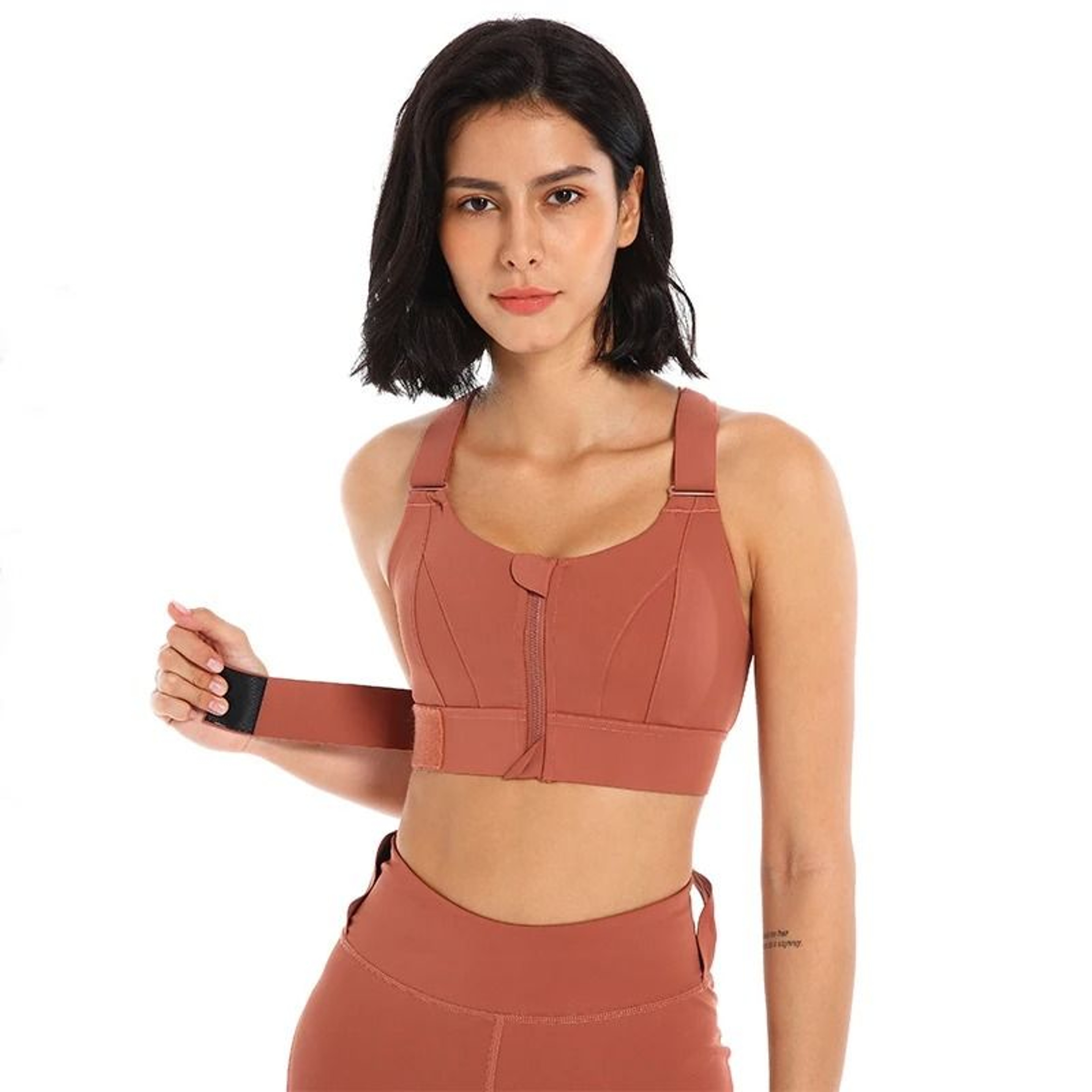Sports Bras Tights Crop Top Women Yoga Vest Front Zipper Plus Size Athletic Brassiere 6