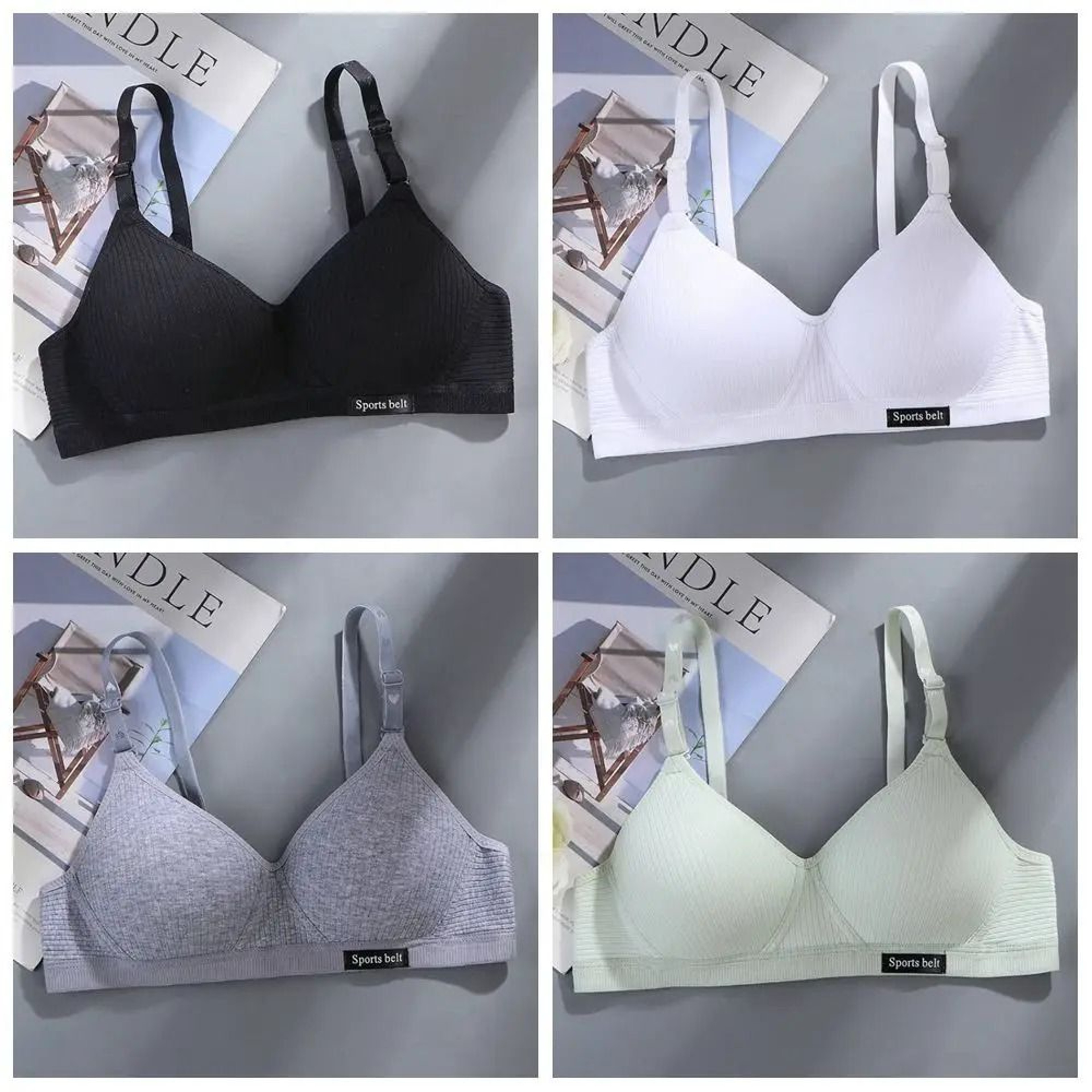 New Simple Cotton Student Bra Underwear  Comfortable Sleep  Sports Vest 5
