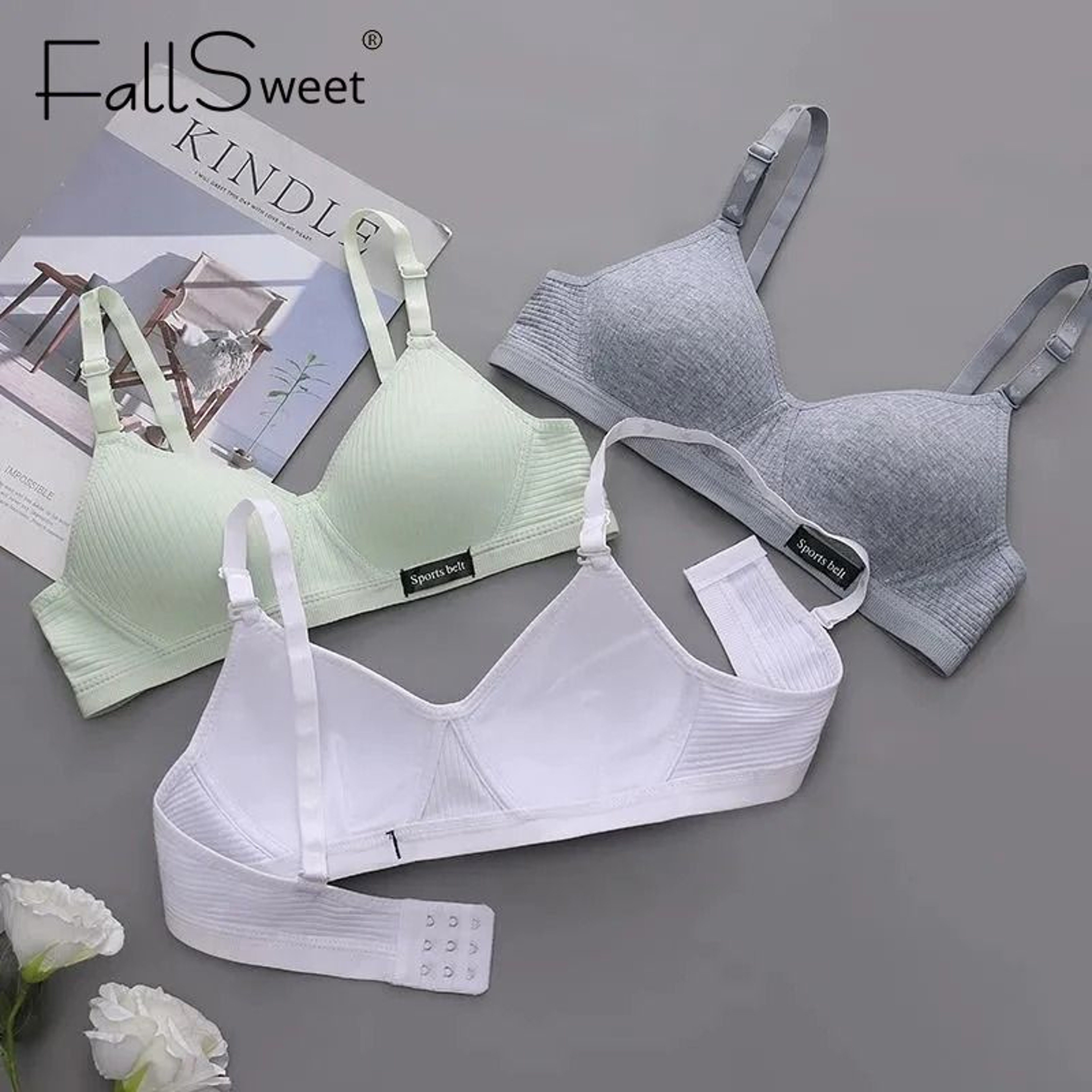 FallSweet Cotton Wireless Bra  Seamless VShaped Gathering Underwear 3