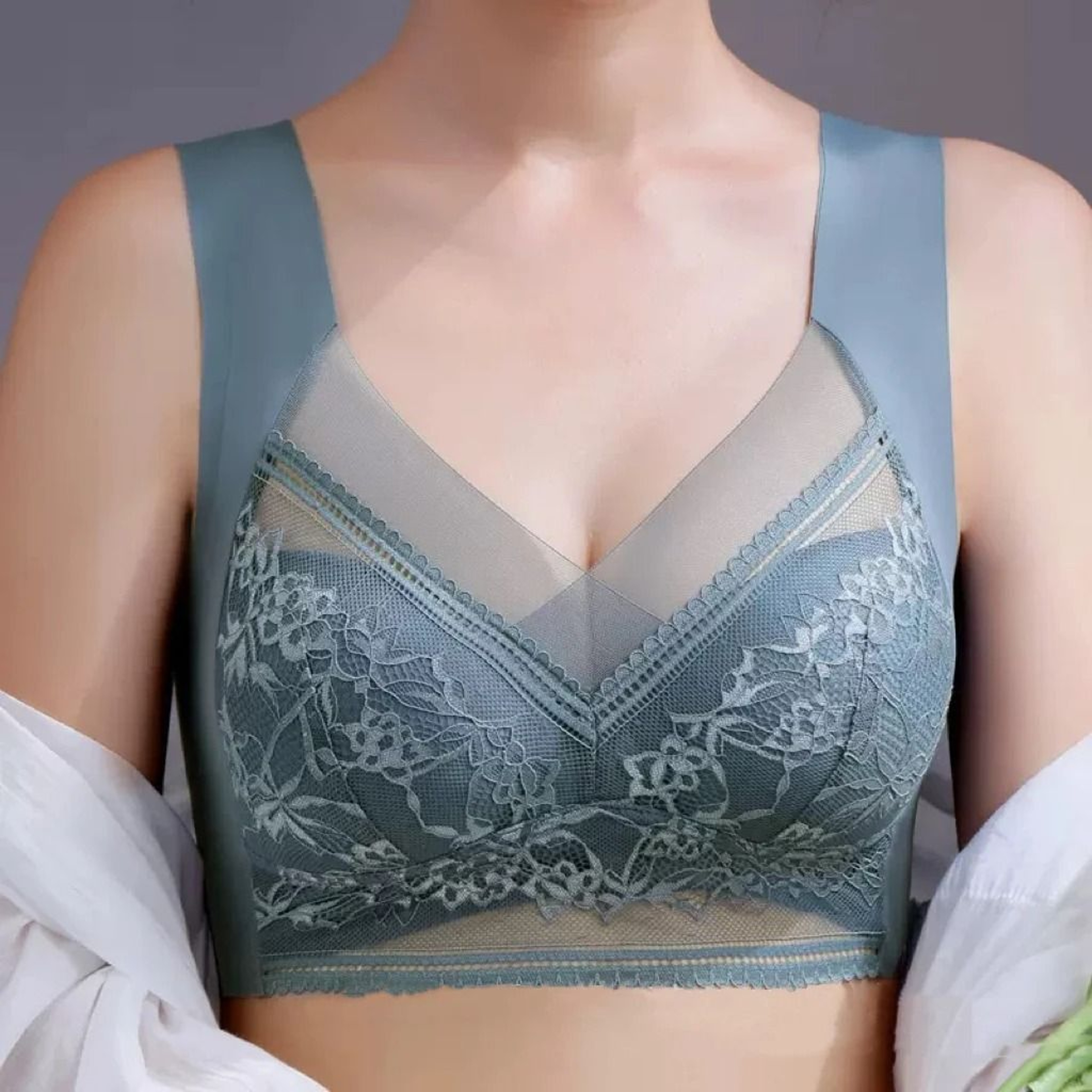 Womens Lace Plus Size Seamless Comfort Bra  AntiSagging  Breathable Ice Silk 0