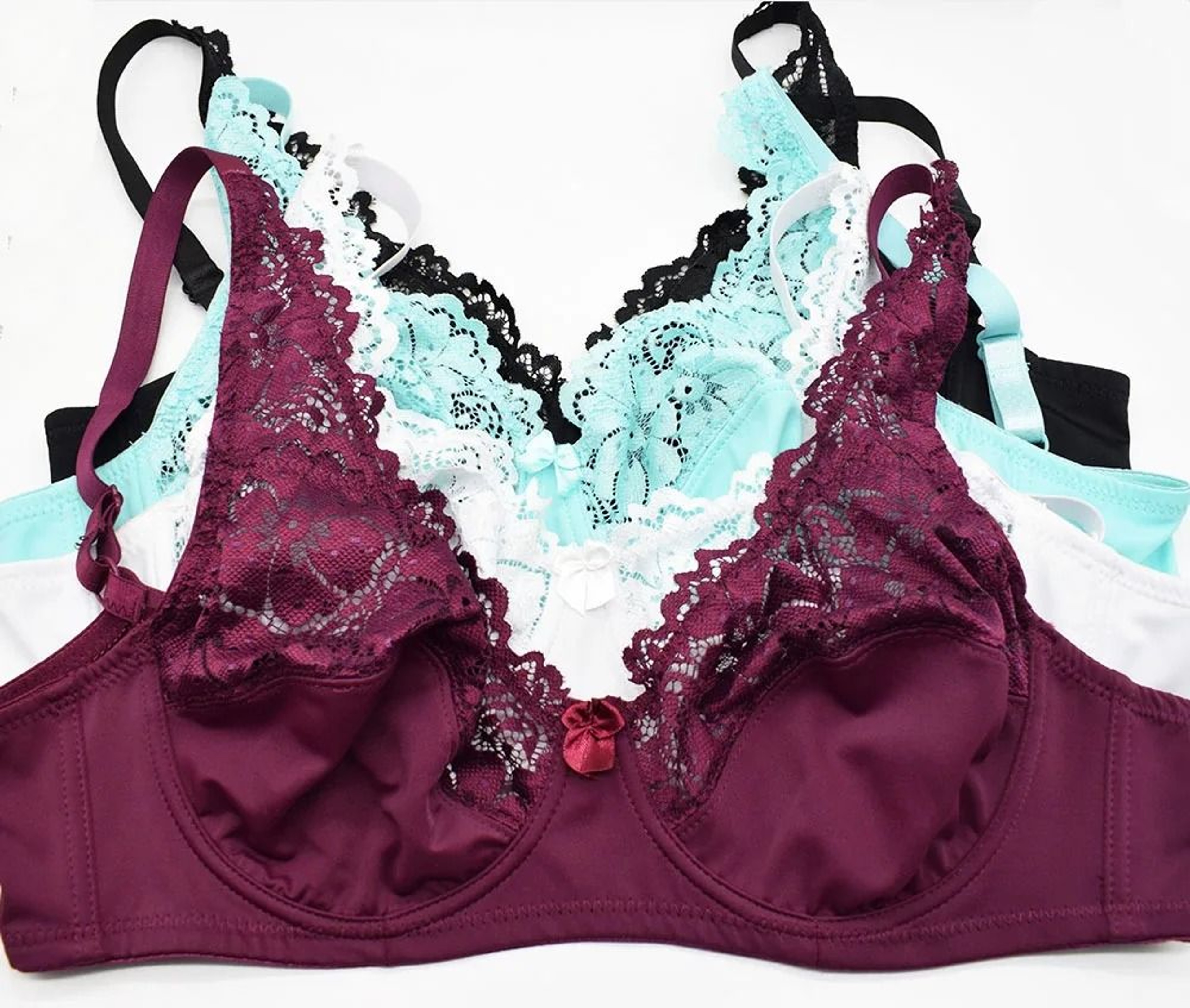 Womens Plus Size Floral Lace Bra  Breathable  Sexy Unlined Underwire Lingerie 1