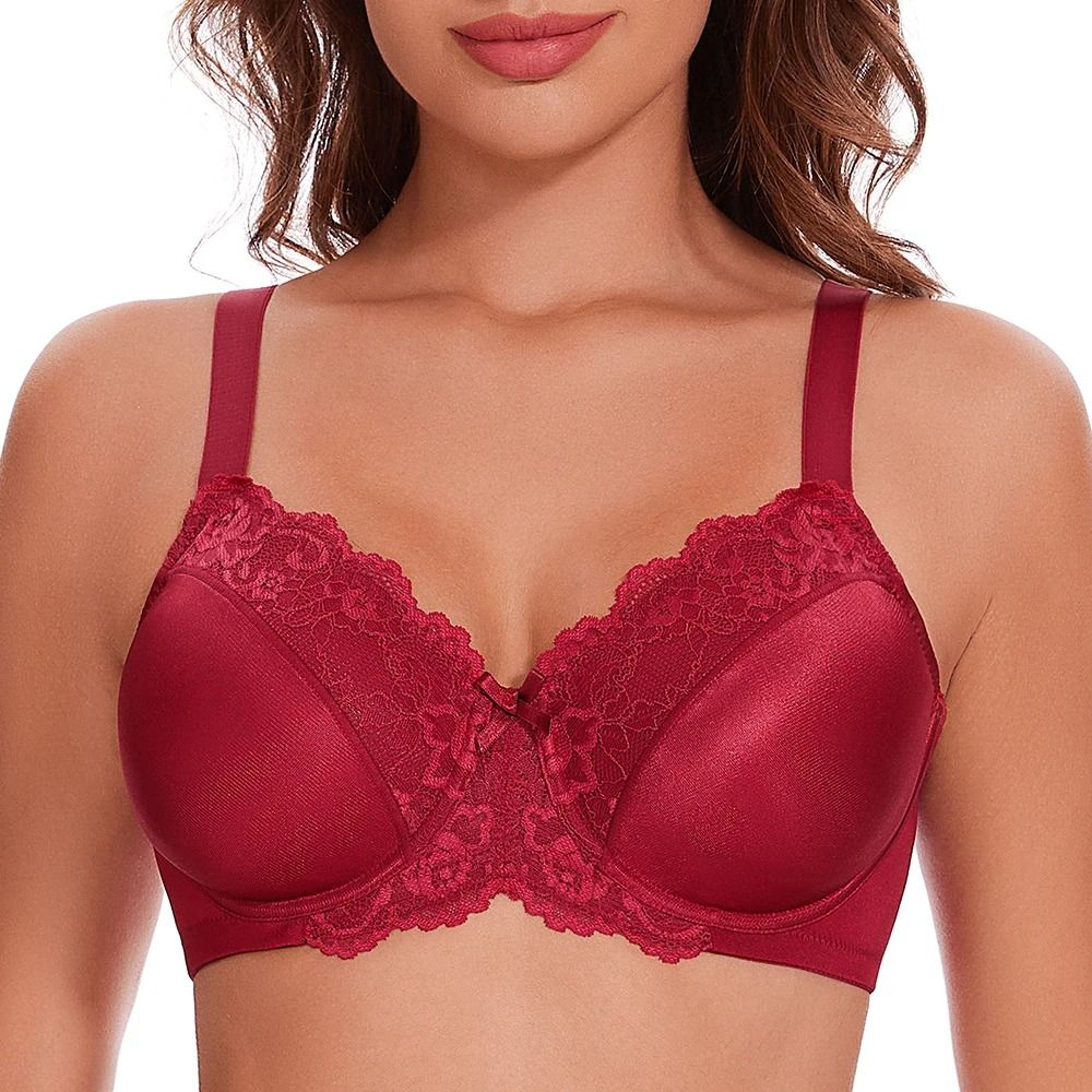 Sheroine Underwire Minimizer Bra  Full Coverage Floral Lace Everyday Comfort 7