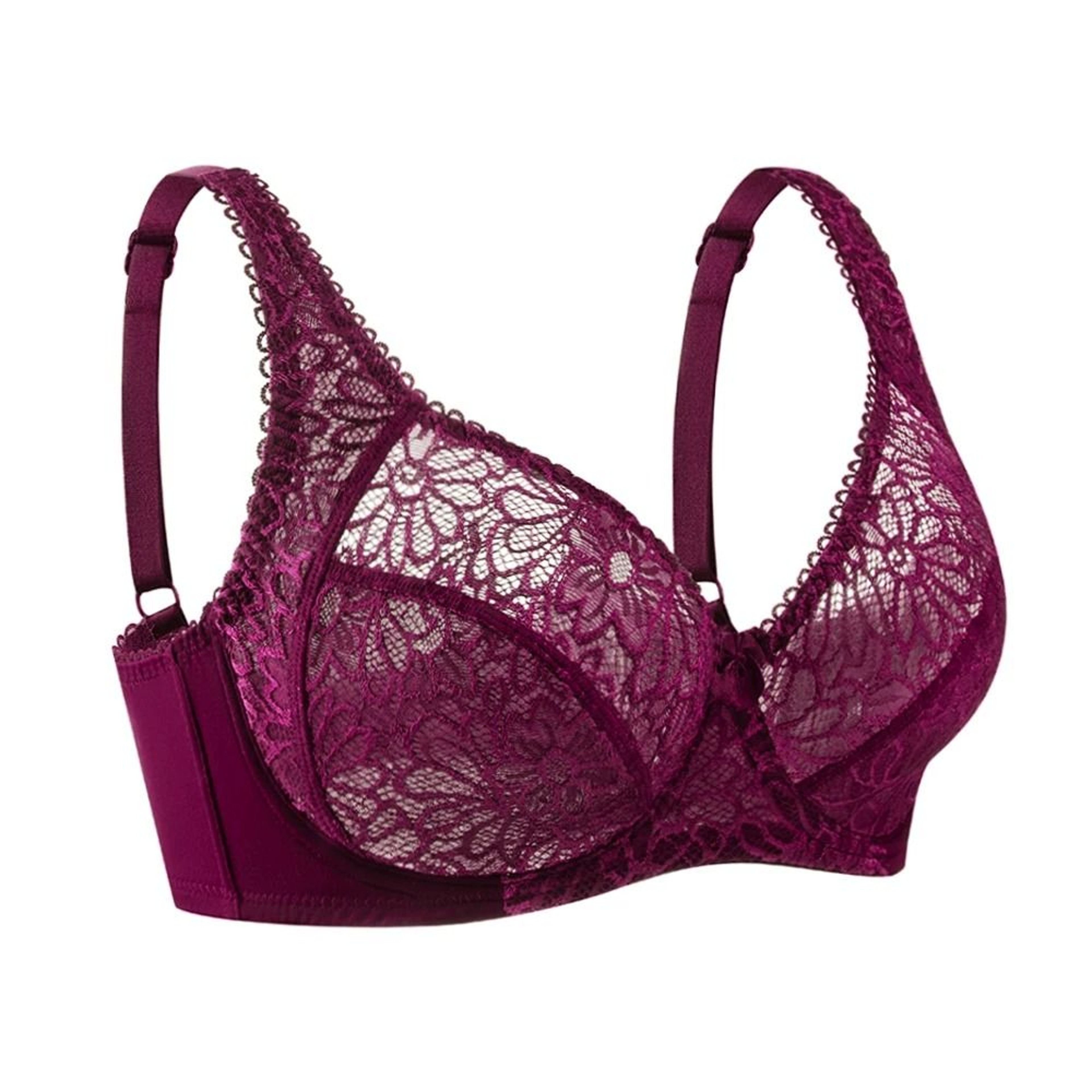 Womens UltraThin Perspective Deep V Lace Sheer Plus Size Bra 6
