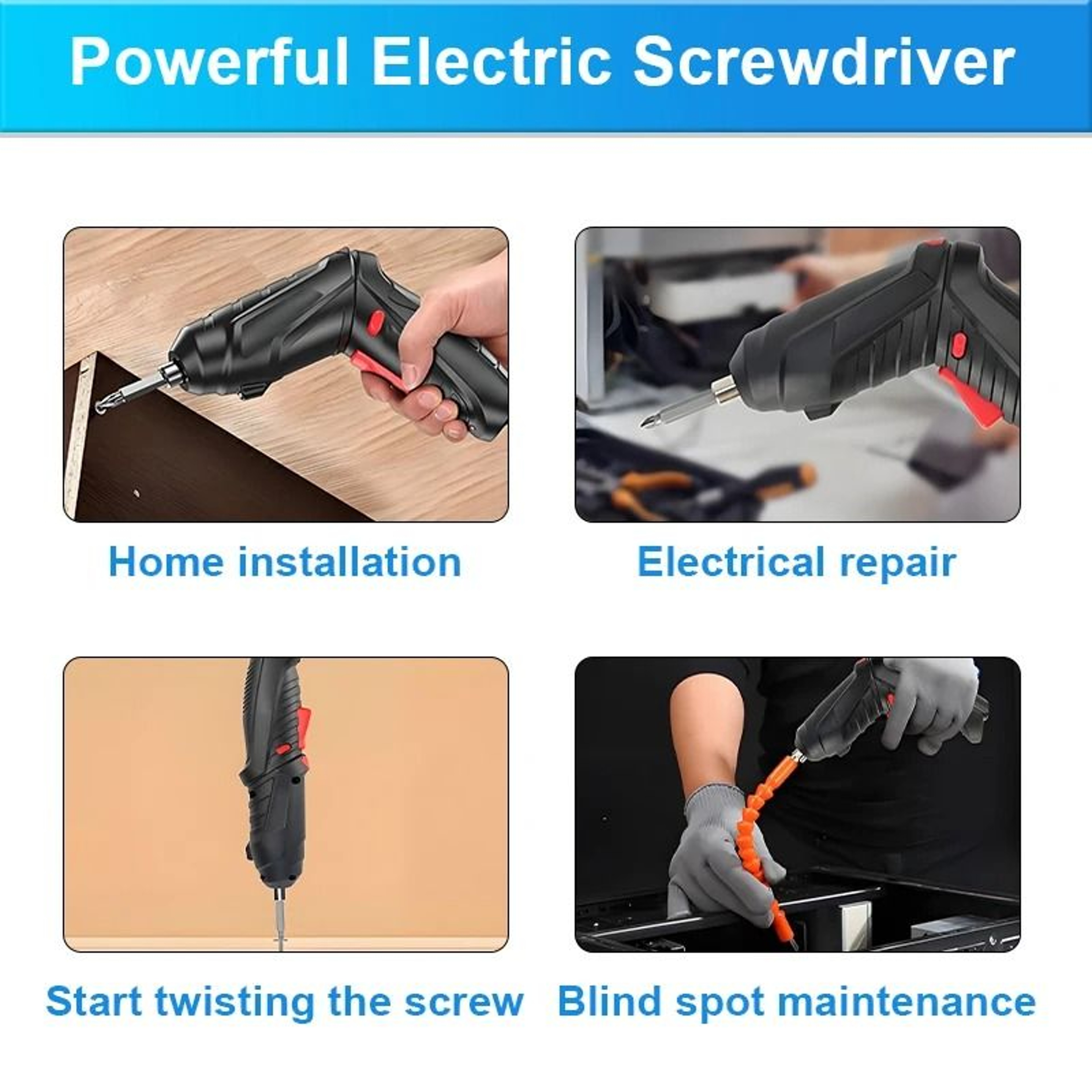 47PCS Cordless Electric Screwdriver Set Rechargeable Mini Hand Drill 1