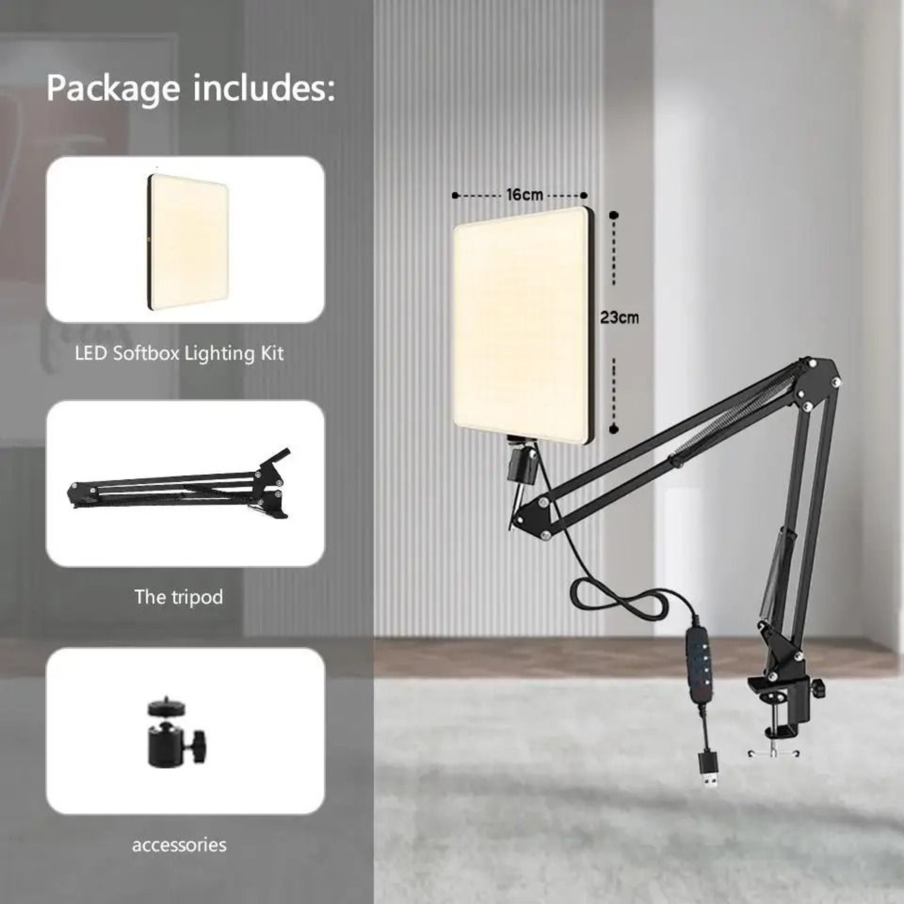 Professional LED Photography  Conference Light  Selfie Studio Lamp With Adjustable Scissor Arm 6