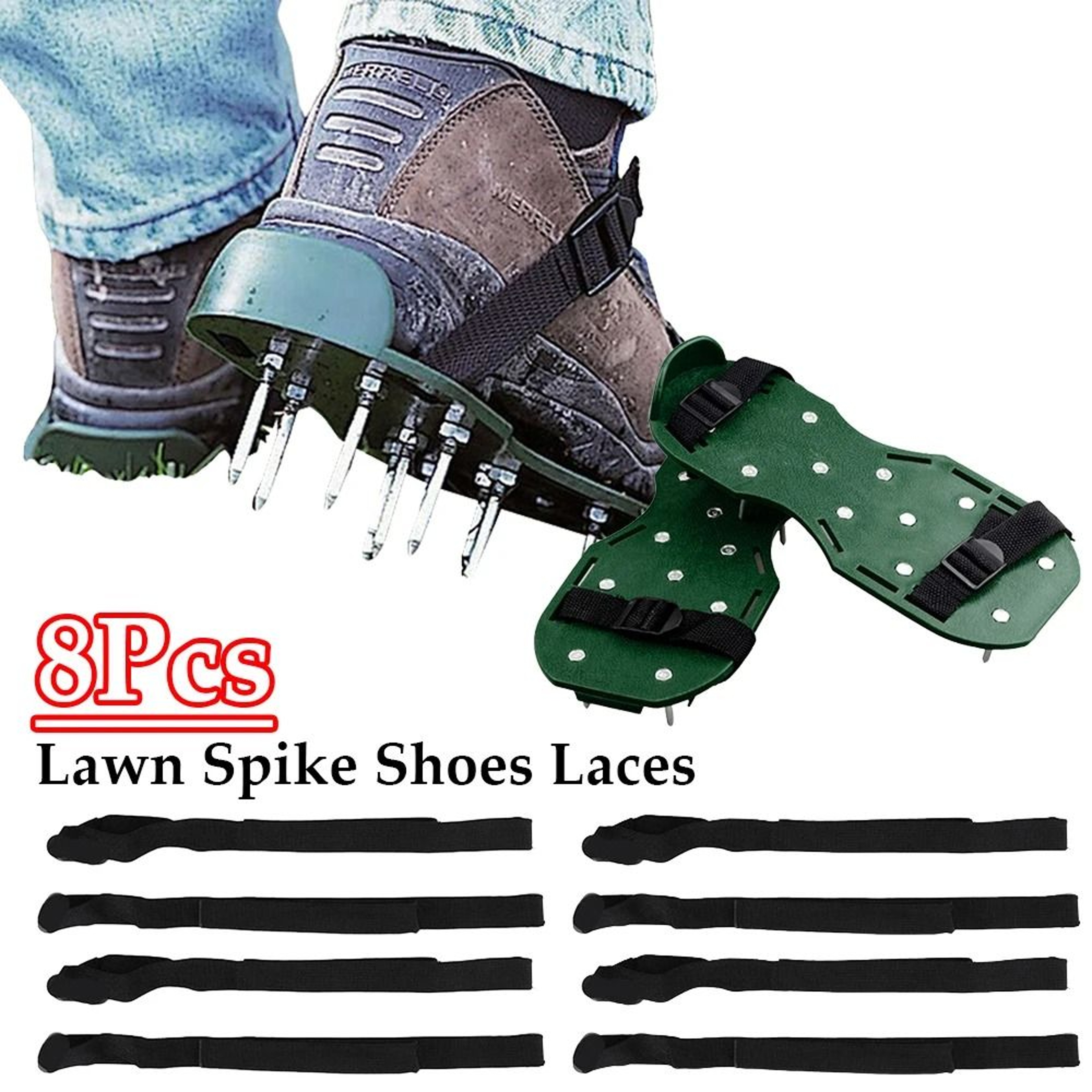 8Piece Lawn Spike Shoe Replacement Straps  Durable Nylon Garden Aerator Shoe Laces 0