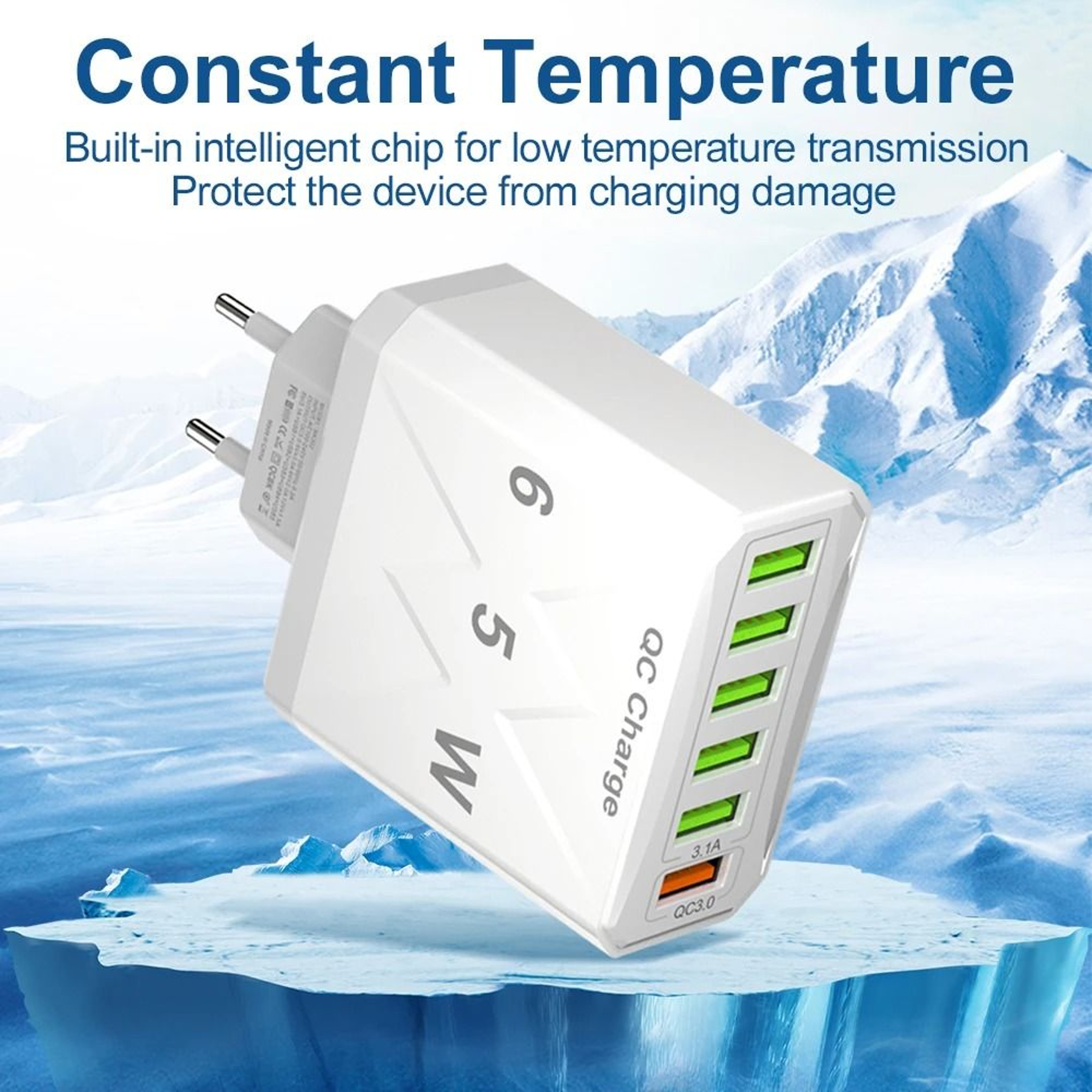 Vumpach 6Port USB Fast Charger  Quick Charge 30 Wall Adapter With Global EUUSUKKR Plug Options 2