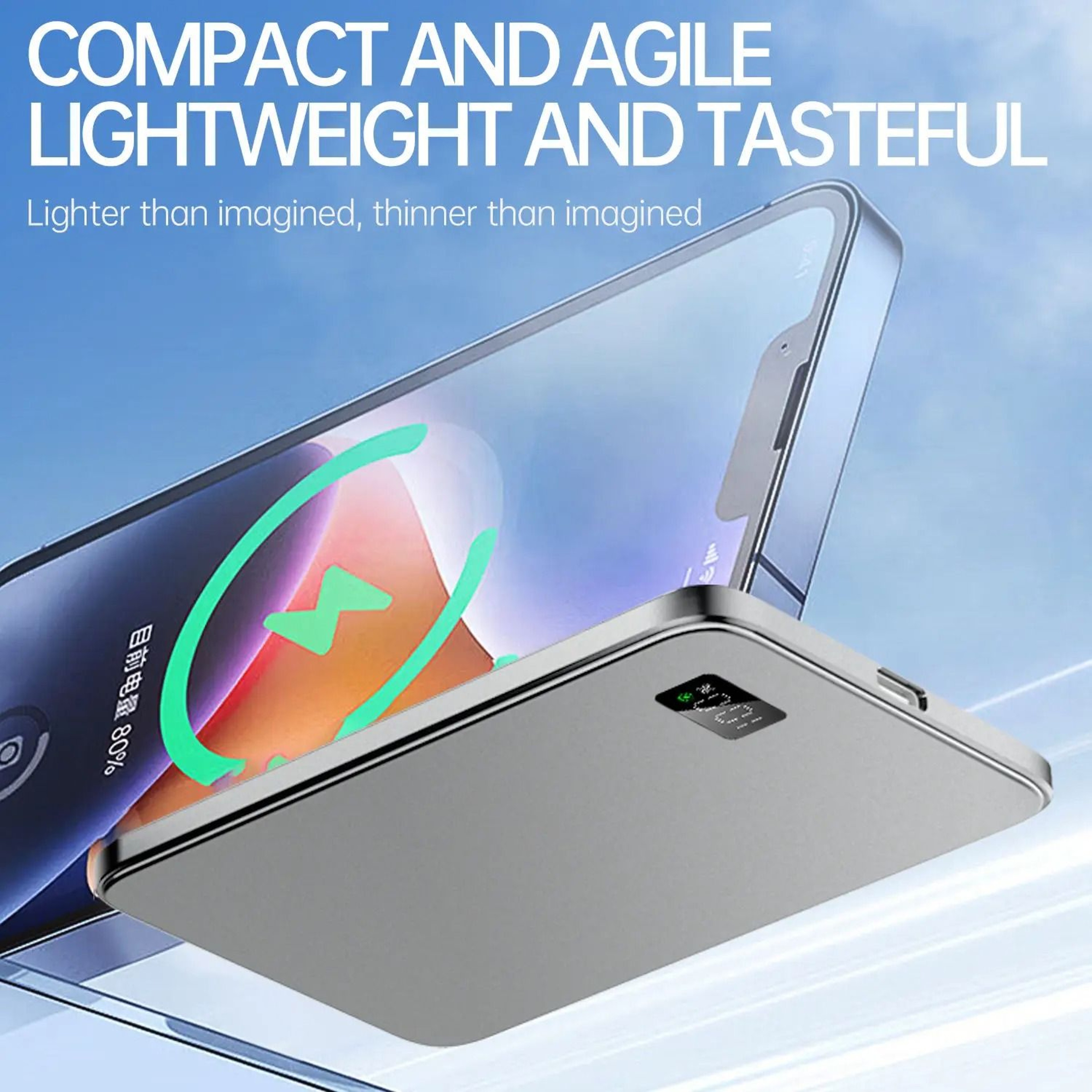 UltraThin Magnetic Power Bank  LED Display MagSafe Fast Charger For IPhone Samsung  AirPods 2