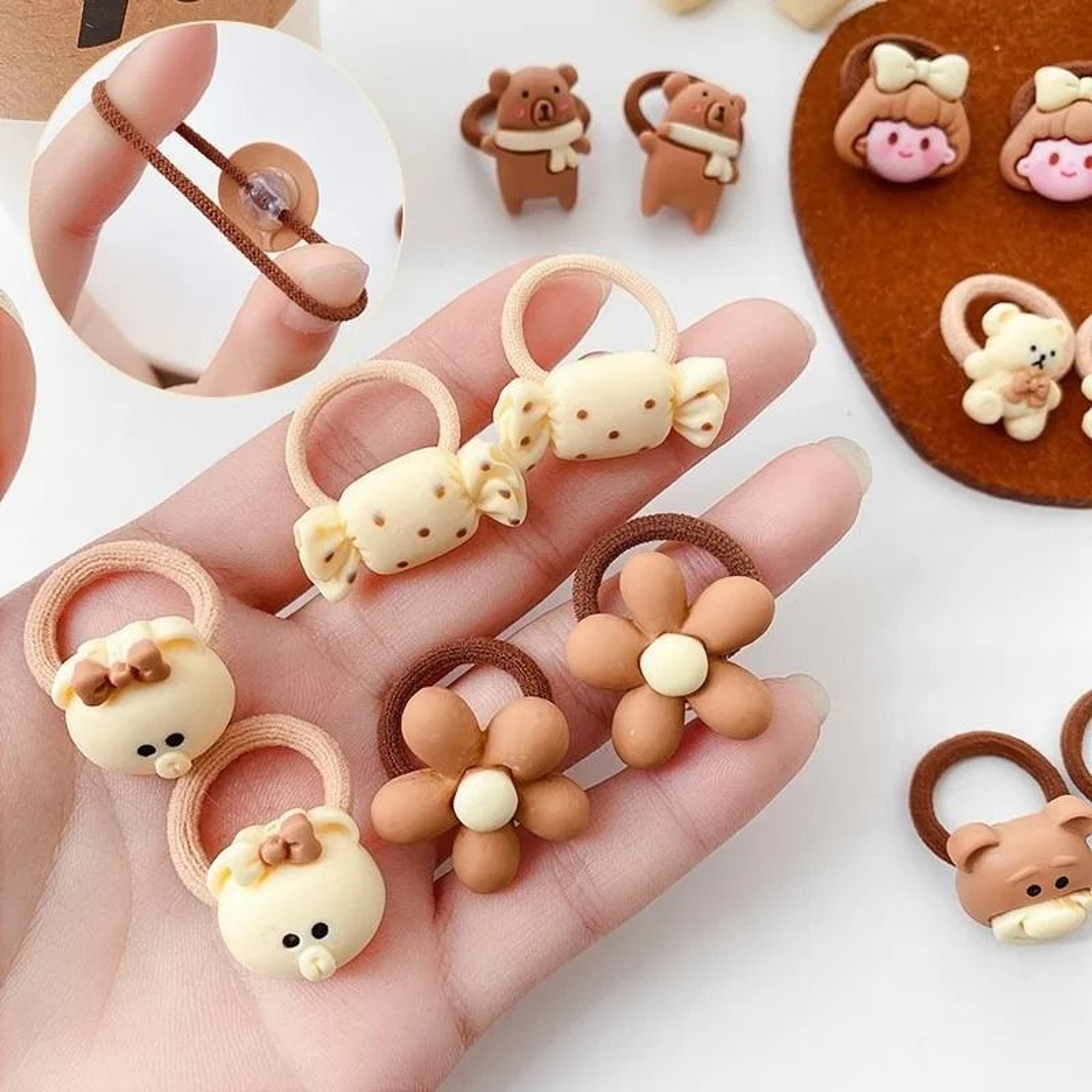 Kawaii Cartoon Baby Hair Scrunchies  Cute Elastic Rubber Bands  Hair Ties For Children And Kids 3