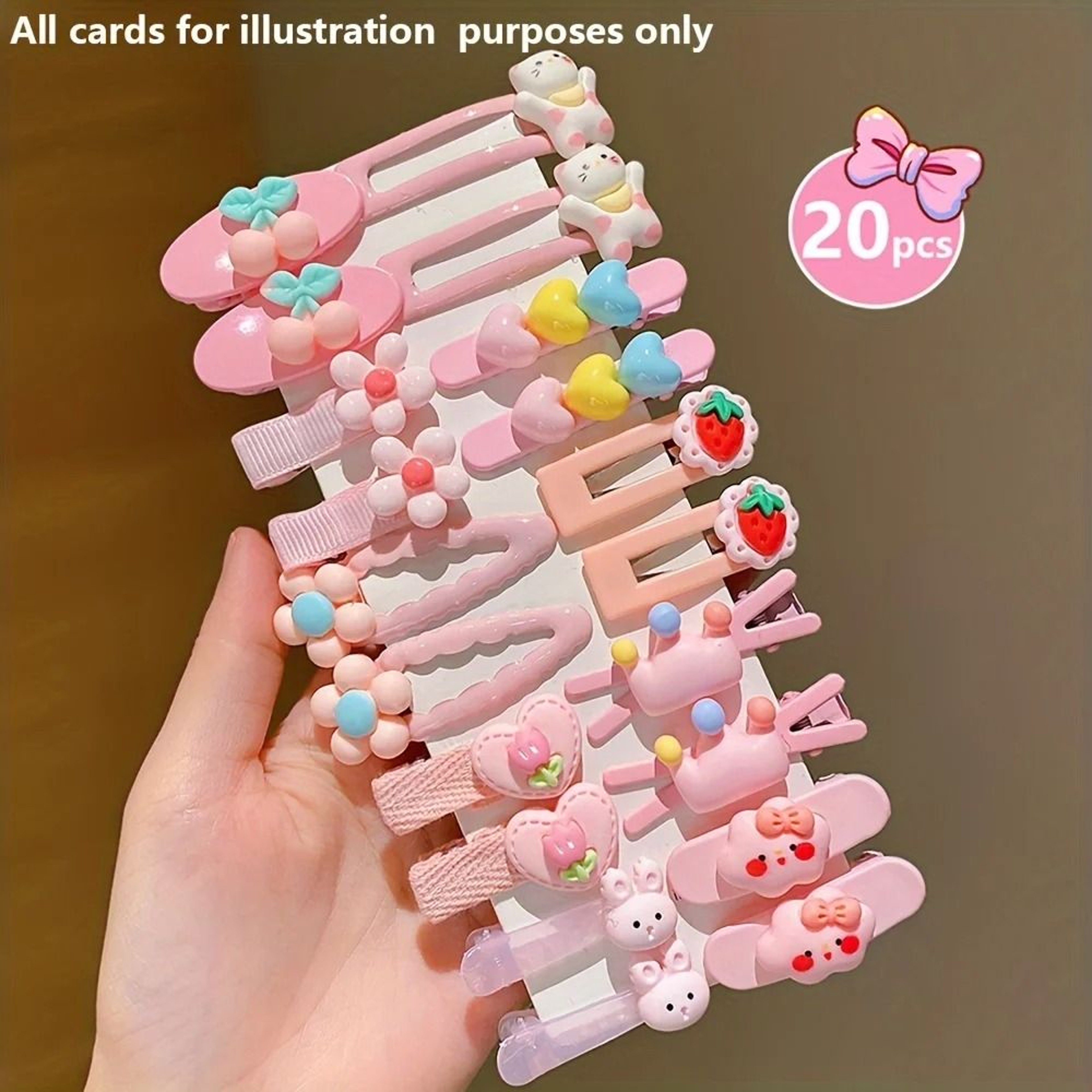20Piece Sweet  Versatile Hairpin Set  Cute Pastel Hair Clips With Floral Fruit  Animal Motifs For G 0