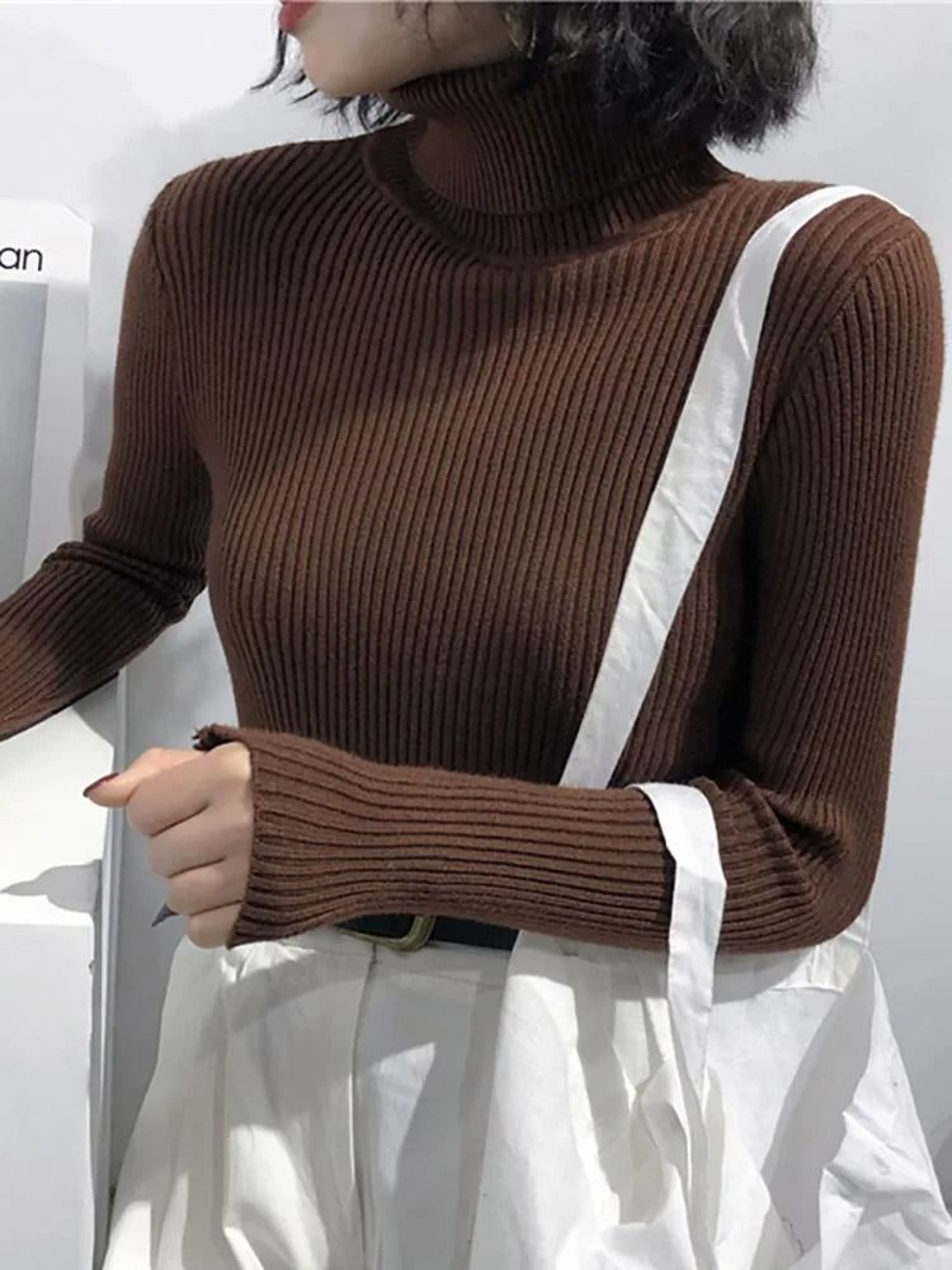 Korean Slim Turtleneck Sweater  2025 AutumnWinter RibKnit Pullover Jumper For Women 9