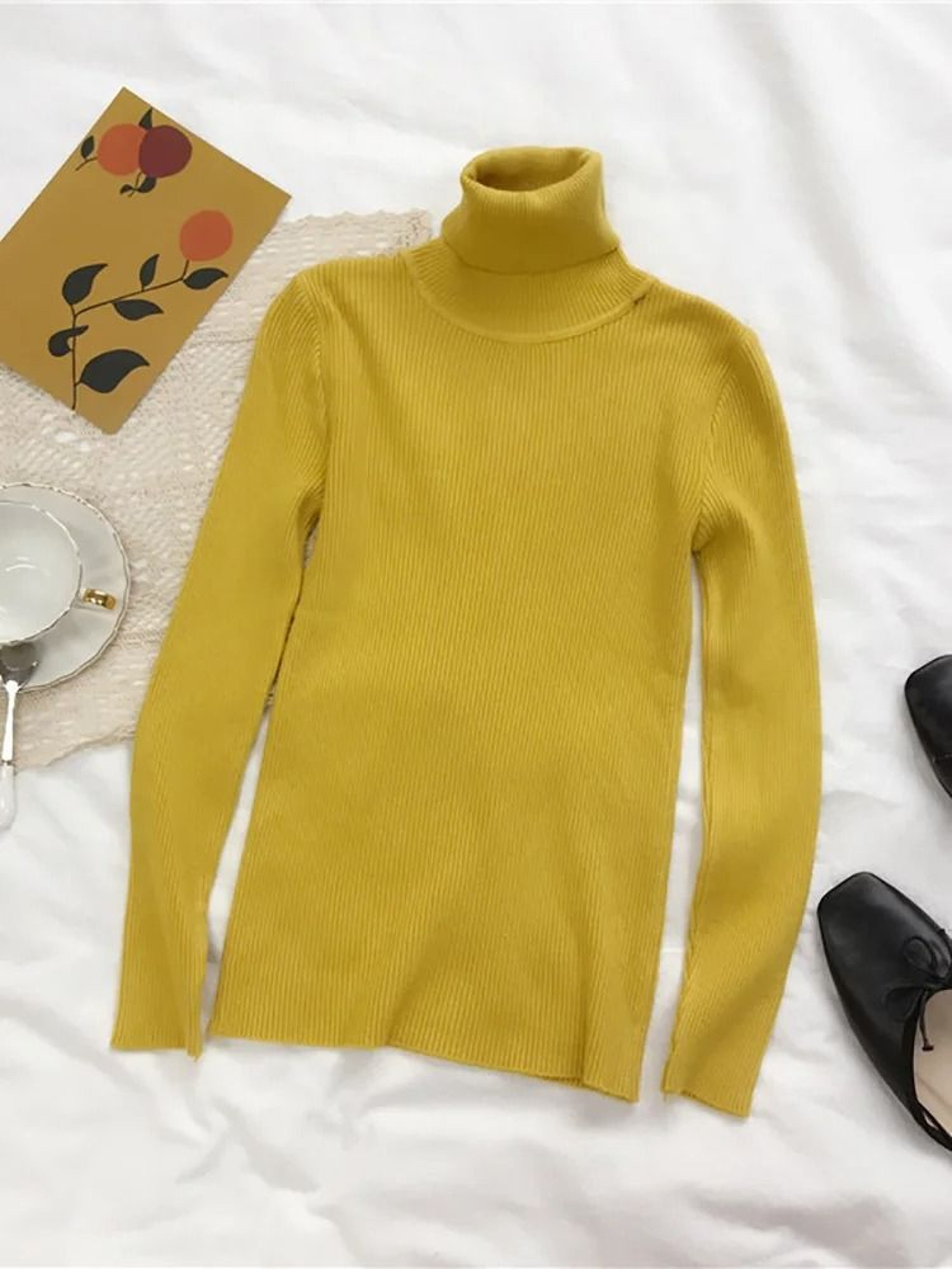Korean Slim Turtleneck Sweater  2025 AutumnWinter RibKnit Pullover Jumper For Women 17