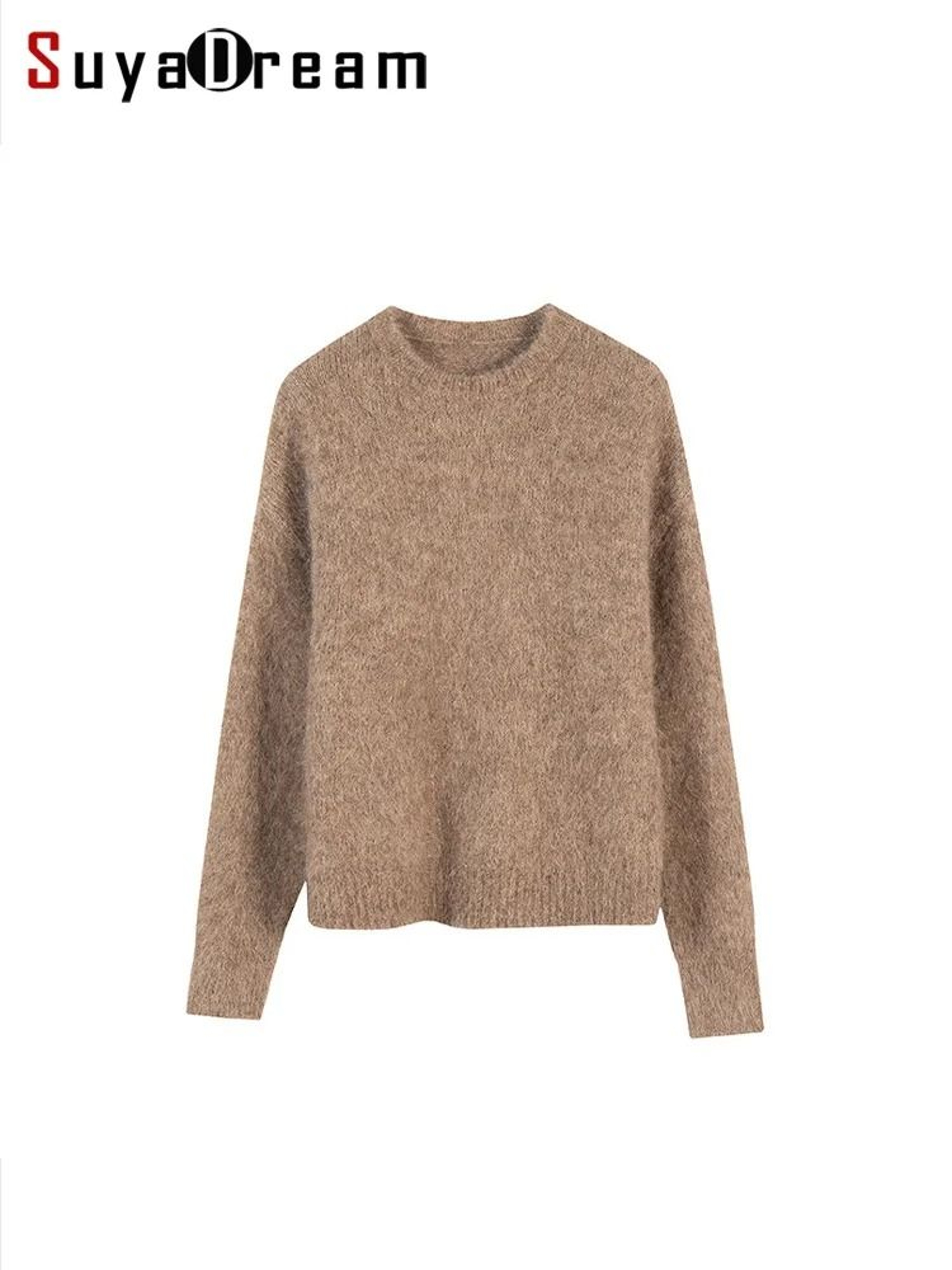 SuyaDream Warm Alpaca Pullover  Loose Dropped Sleeve Luxury Sweater For 2025 FallWinter 0