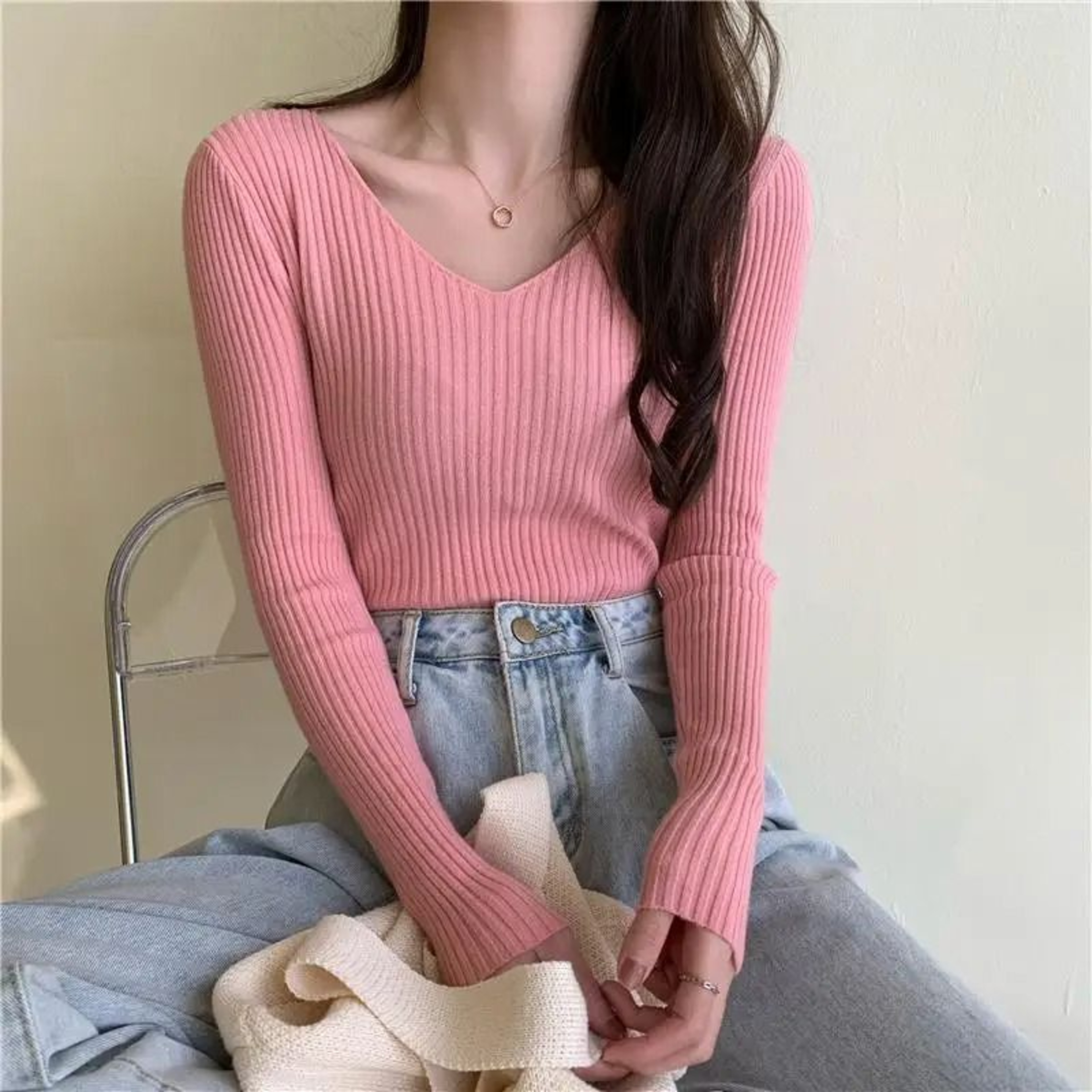 AeroKnit Casual Pullover  2026 AutumnWinter Solid Jersey Top For Women 10