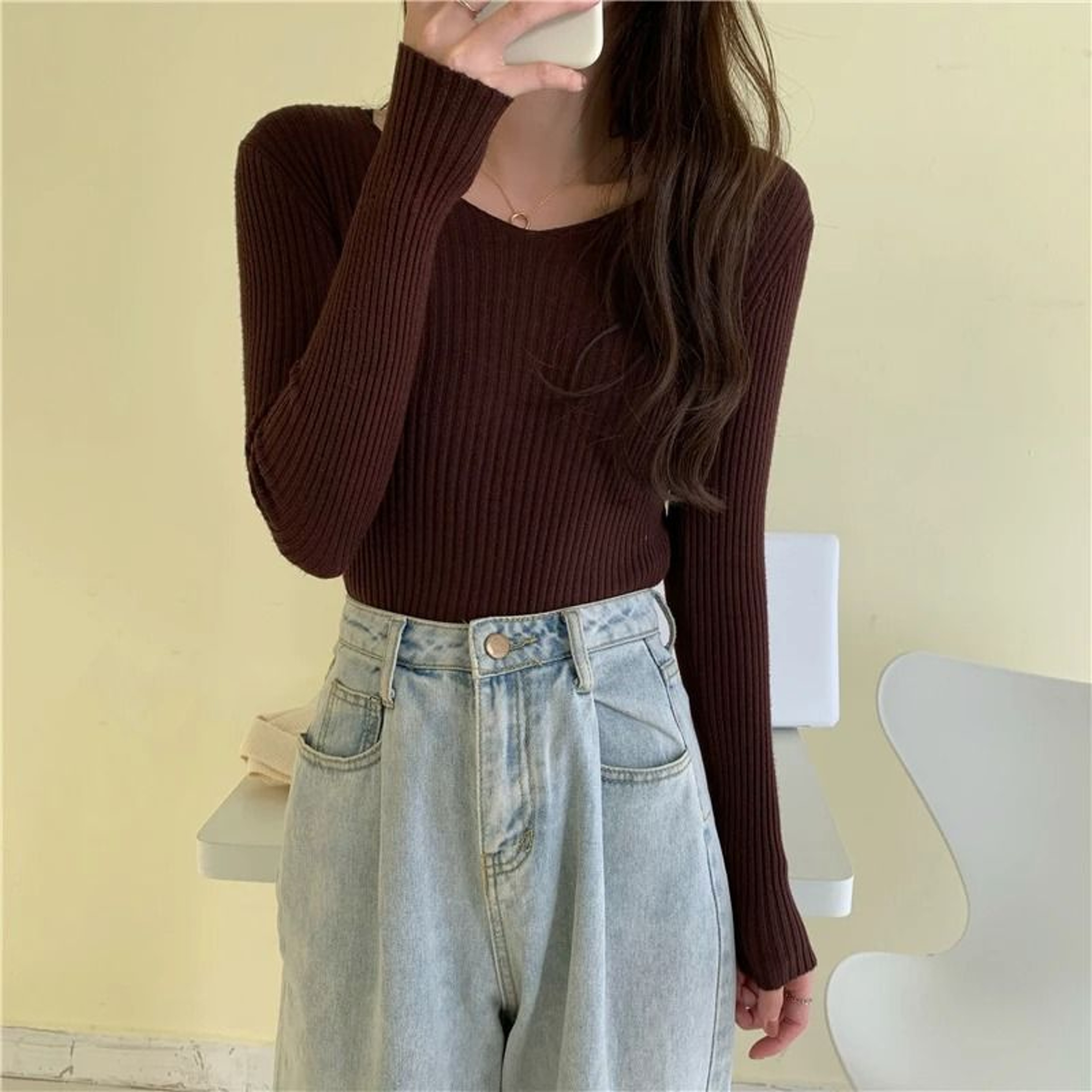 AeroKnit Casual Pullover  2026 AutumnWinter Solid Jersey Top For Women 4