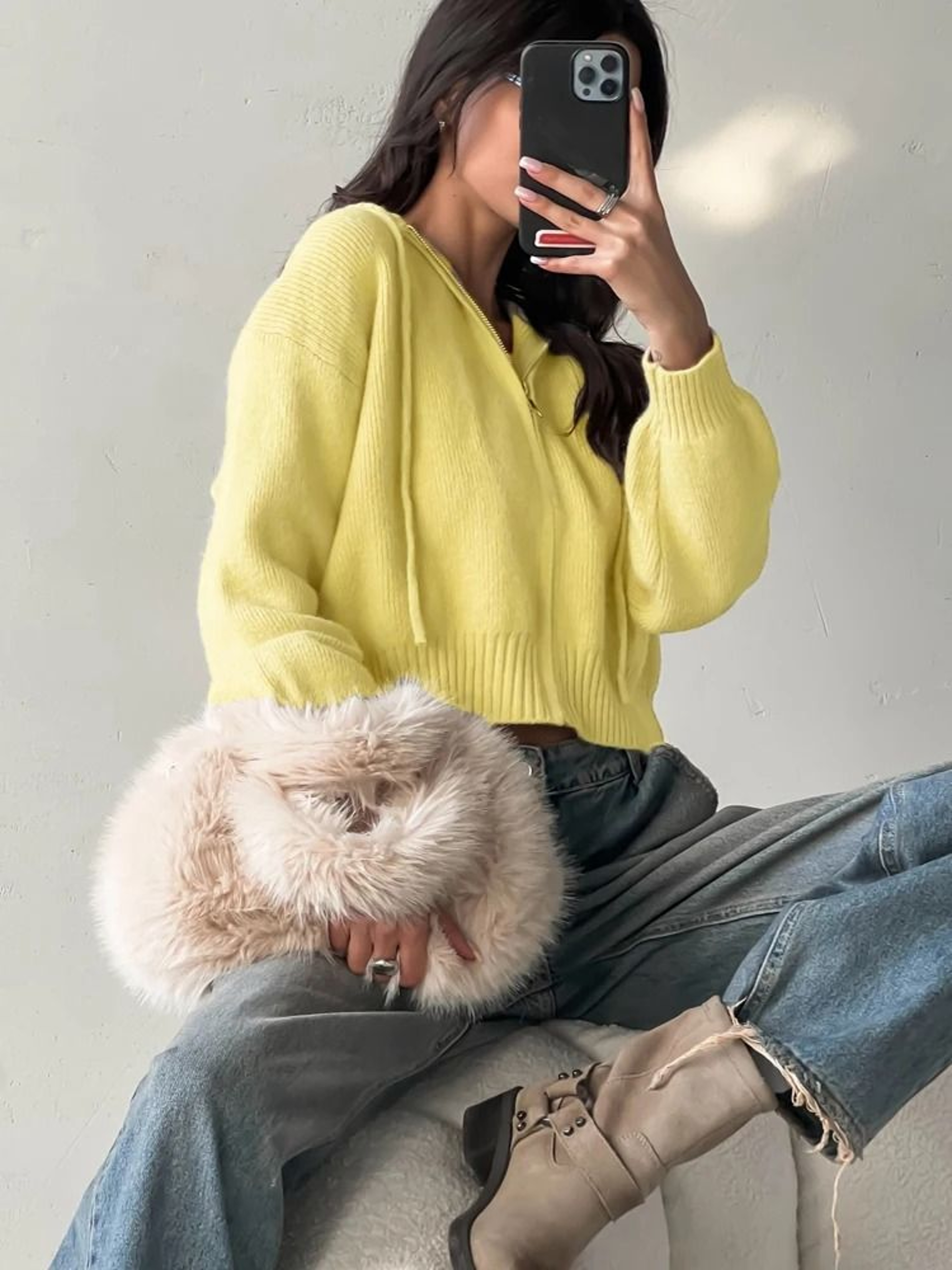 Autumn Hooded Short Cardigan  ZipUp Knitted Winter Sweater For Women 6