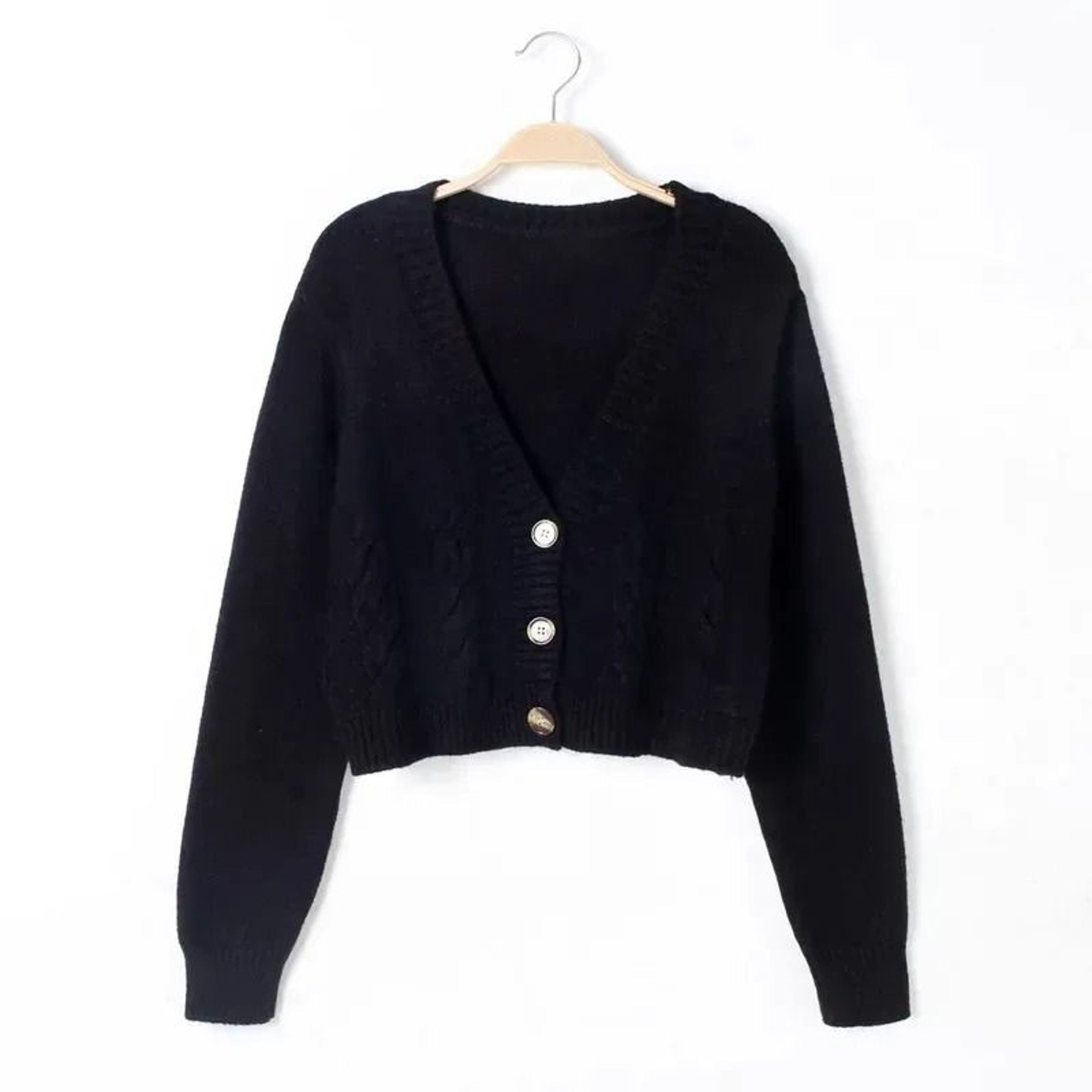 VNeck Cropped Cardigan  Korean Fashion Twist Knitted Sweater Coat For Autumn  Winter 5