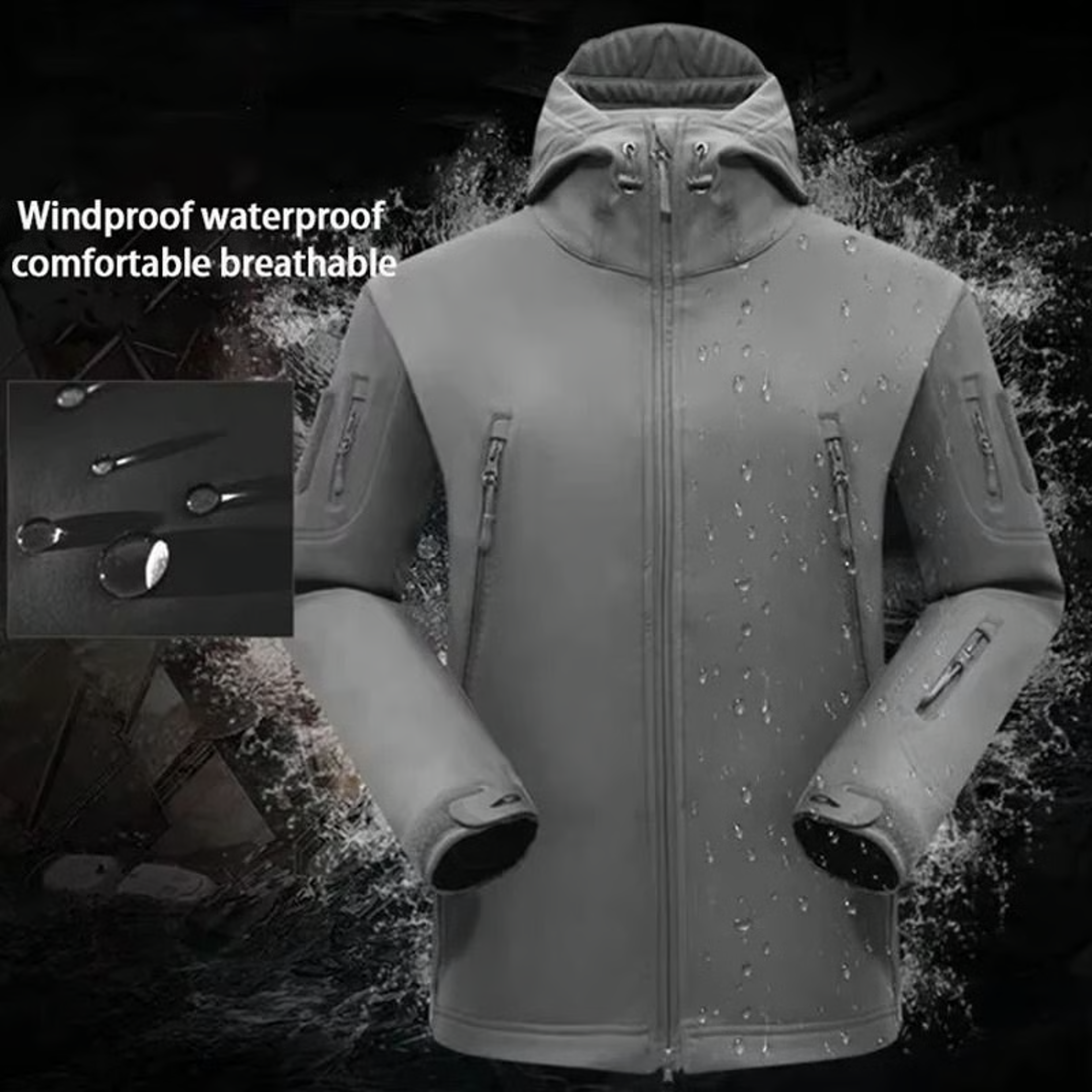 Winter Waterproof Tactical Jacket and Pants Set for Men with Fleece Lining and Outdoor Soft Shell – view 9