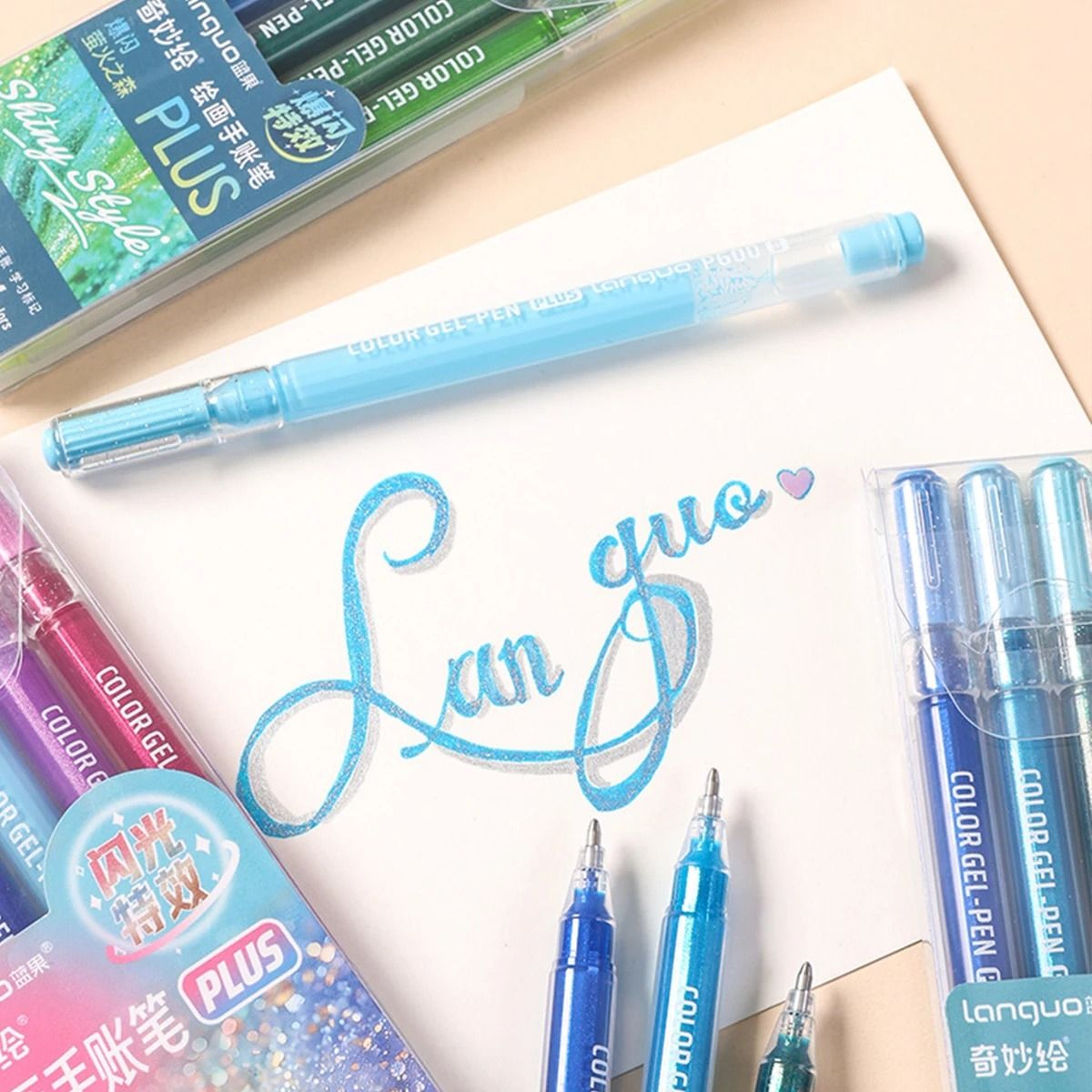 Languo 10mm Glitter Effects Color Gel Pen Set  Premium Highlighting  Handbook Stationery For Studen 2