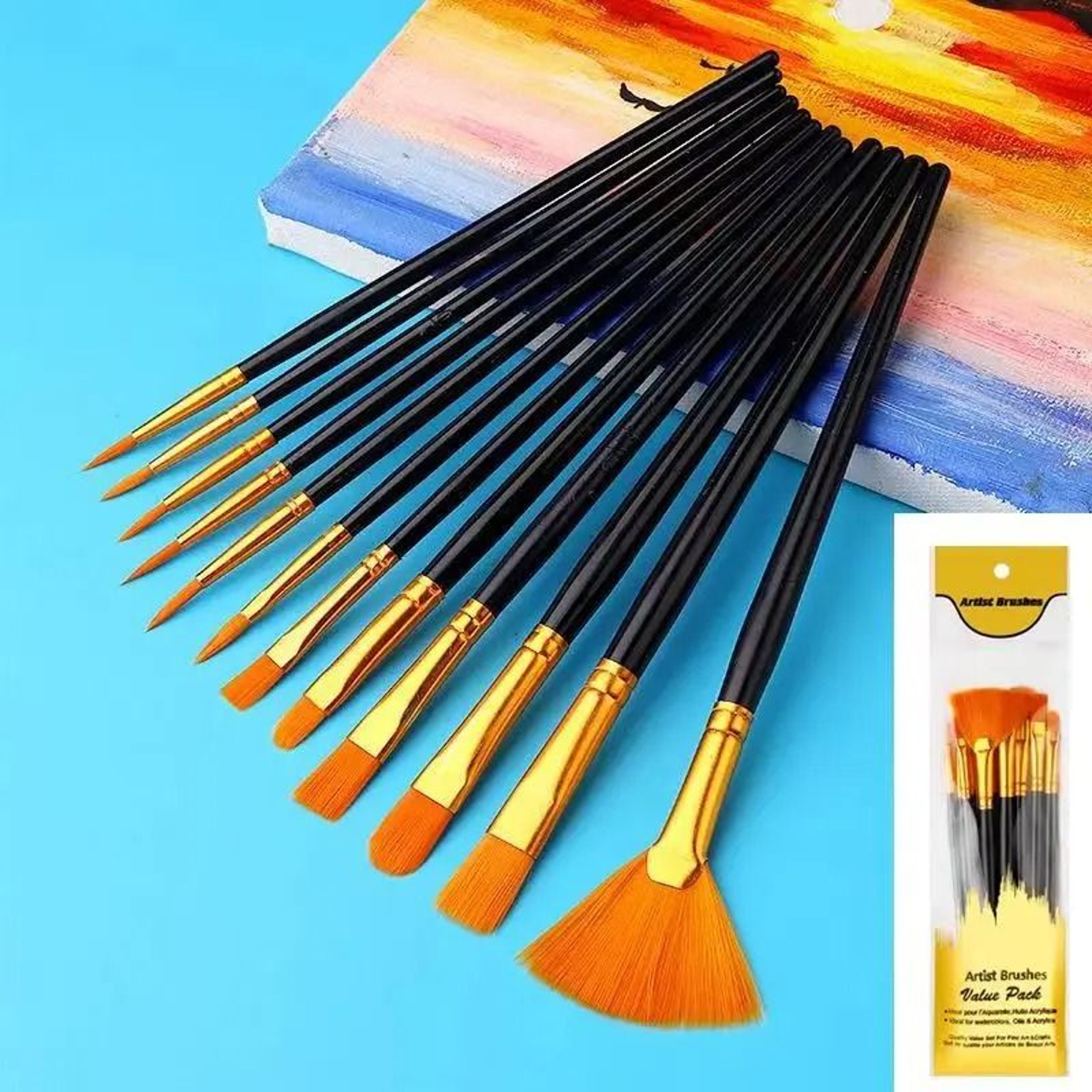 Professional 101222 Piece Art Brush Set  Versatile Painting Supplies For Acrylic Watercolor  Oil 7